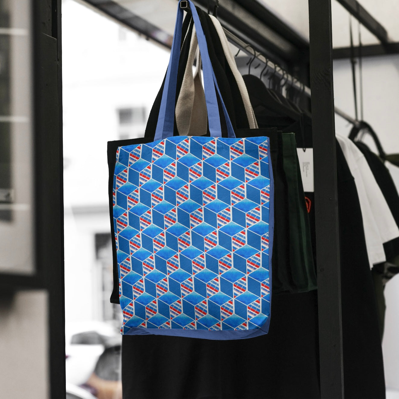 FS041 Blue Cube Geometric Seamless Pattern JPG