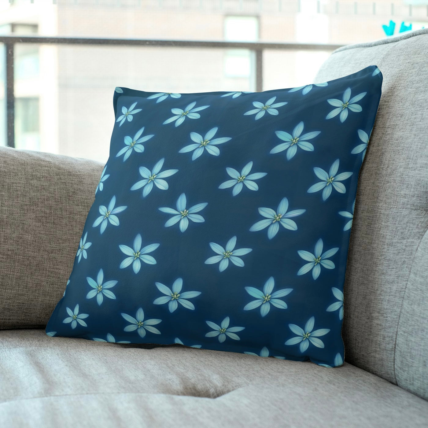 FS075 Blue Floral Cotton Printed Fabric