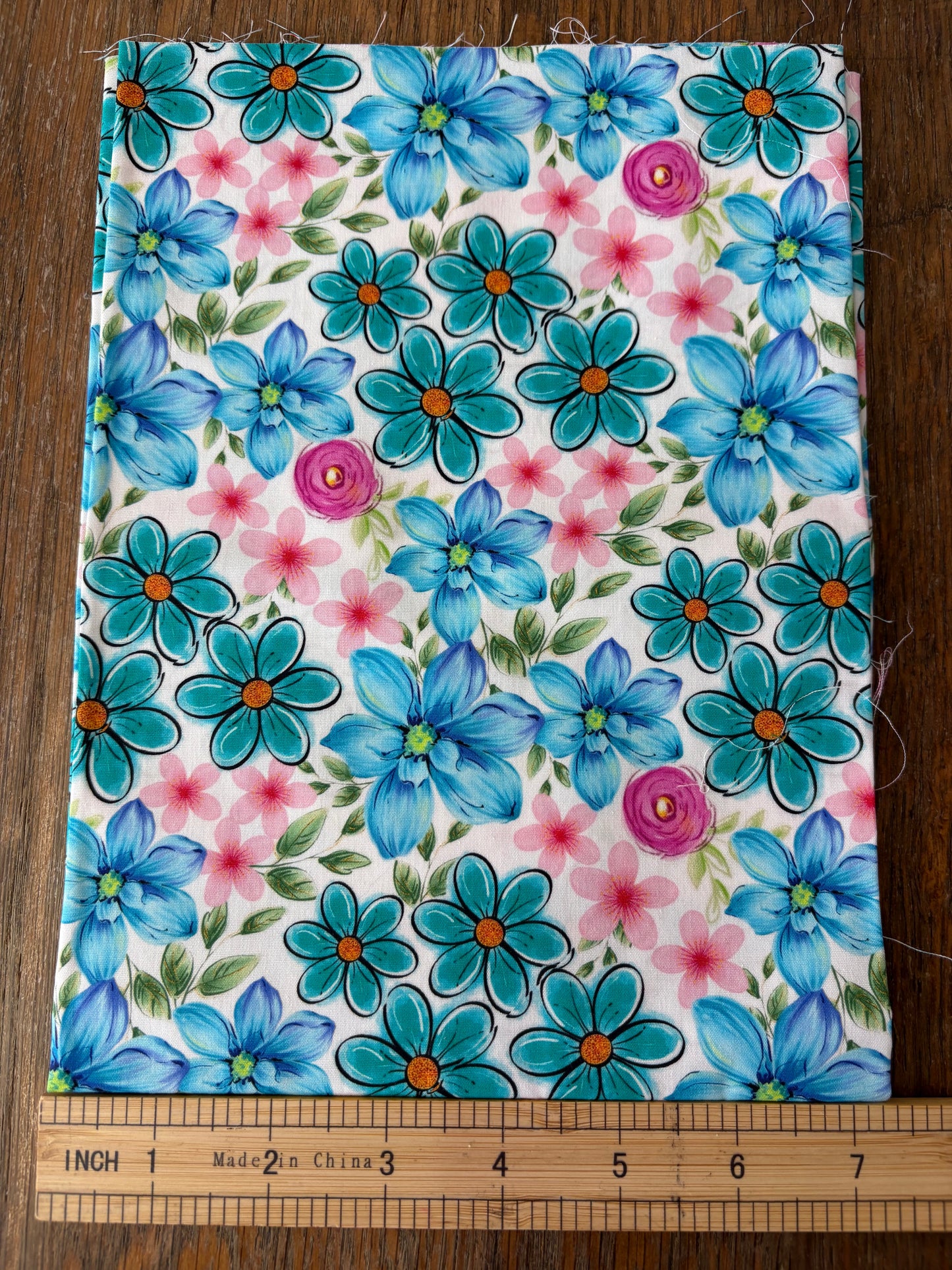 FS025 Watercolour Blue Floral Cotton Printed Fabric