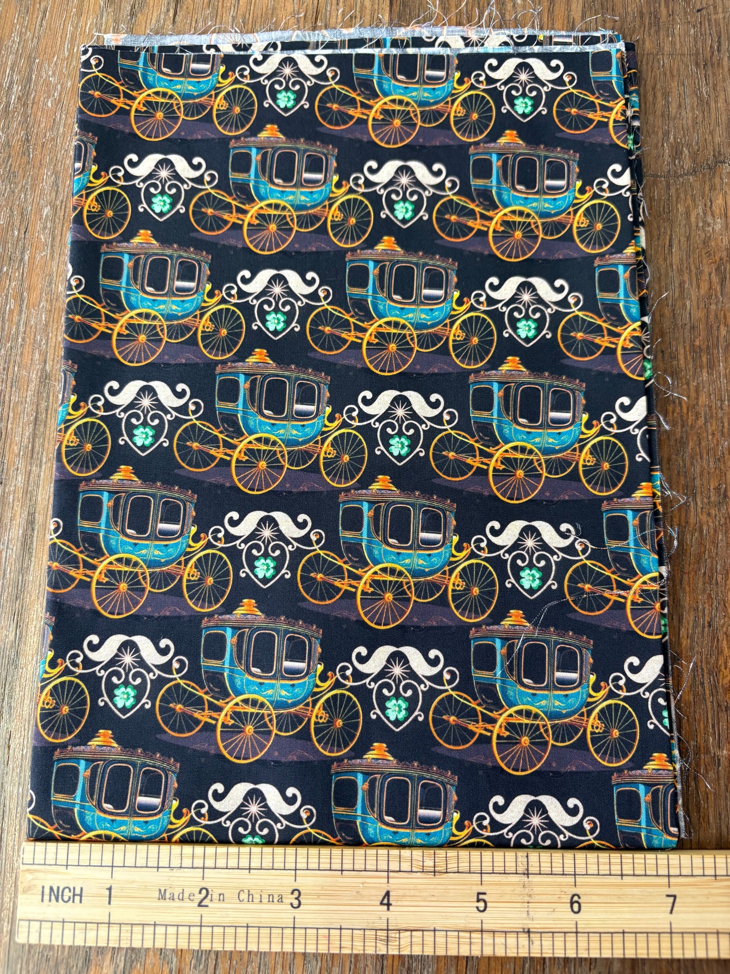 FS022 Luxury Brown Carriage Cotton Printed Fabric