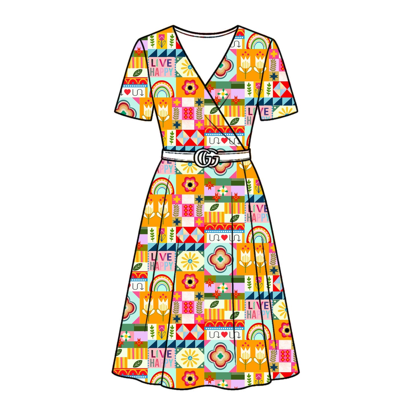 FS056 Orange Playful Cotton Printed Fabric
