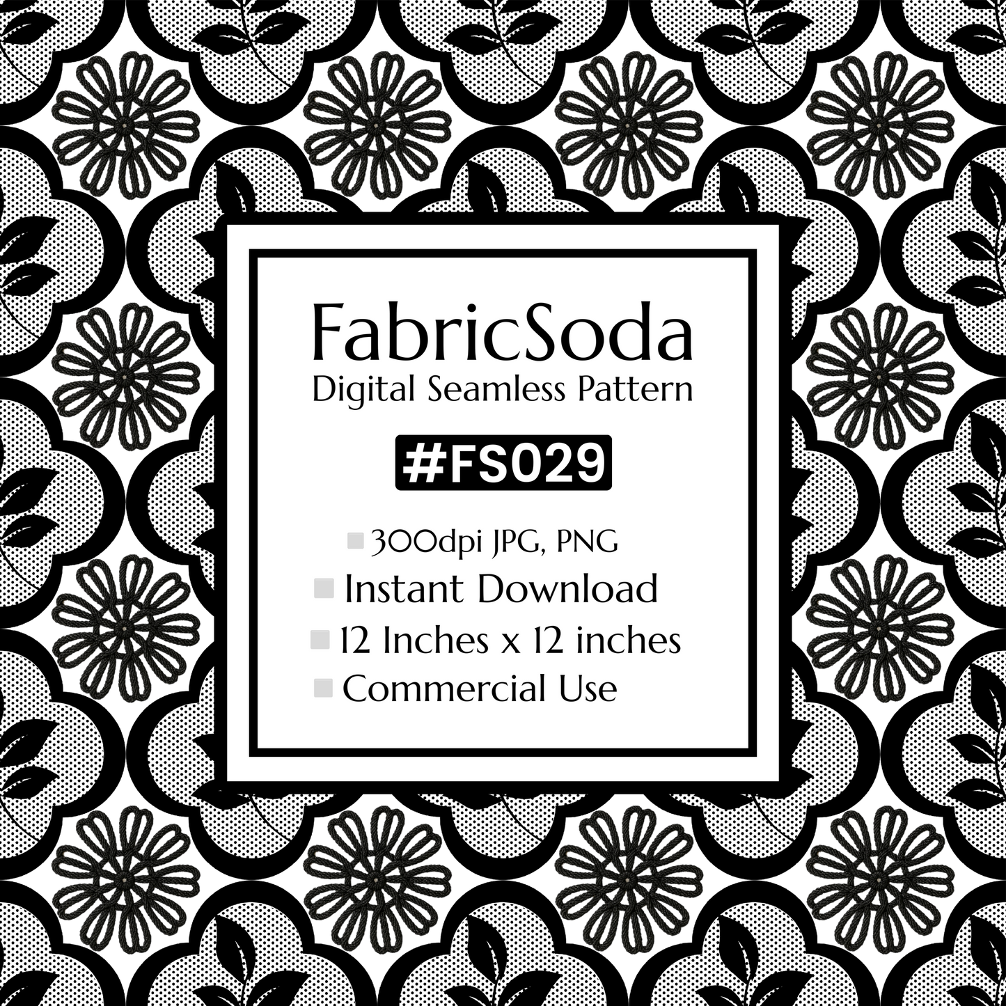 FS029 Black Floral Lace Seamless Pattern JPG PNG
