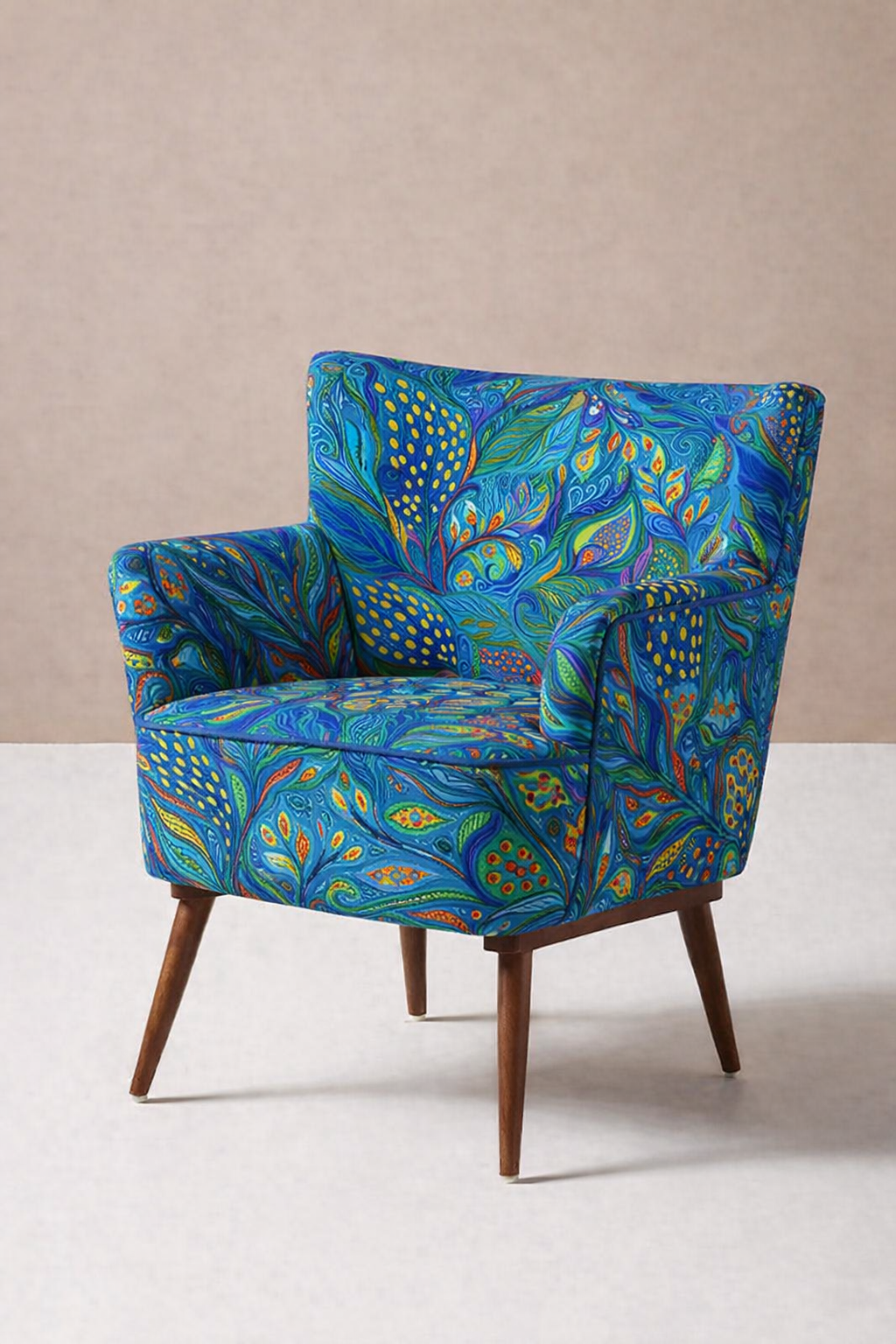 FS072 Blue Abstract Floral Printed Fabric