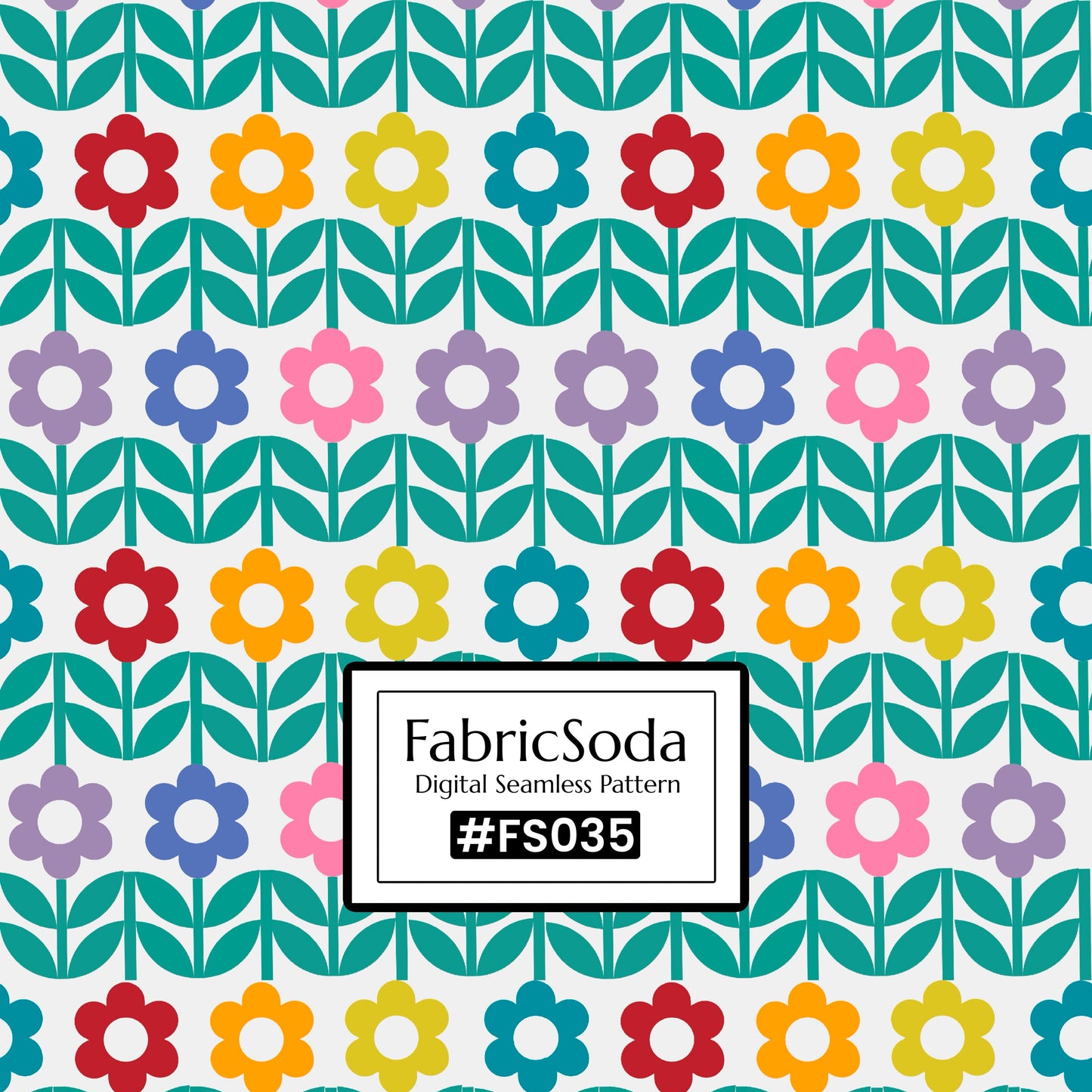 FS035 Rainbow Flower Seamless Pattern JPG PNG