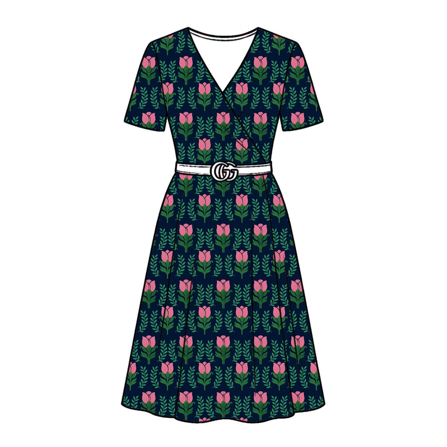 FS054 Green Floral Cotton Printed Fabric