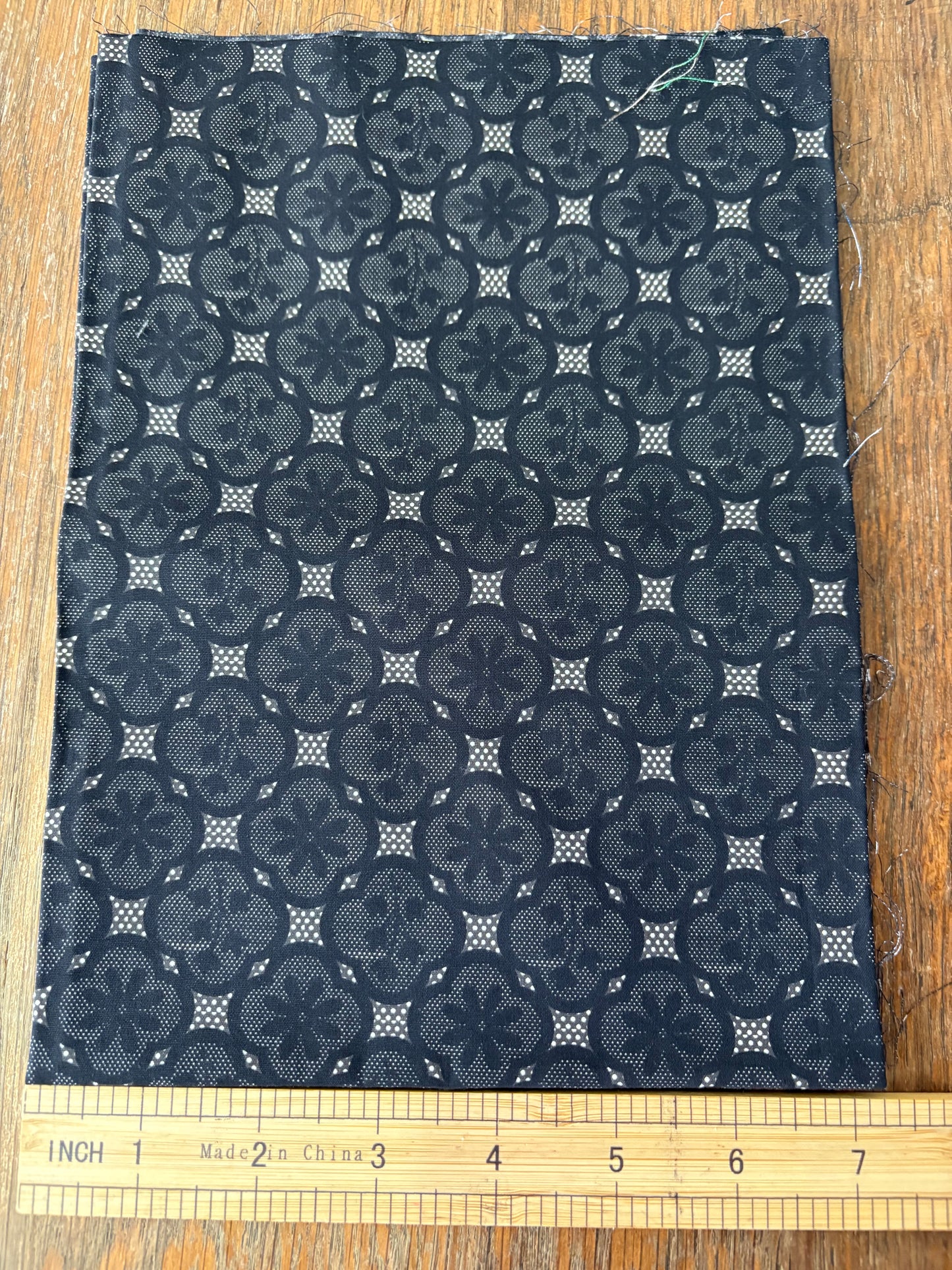 FS023 Black Lace Floral Cotton Printed Fabric