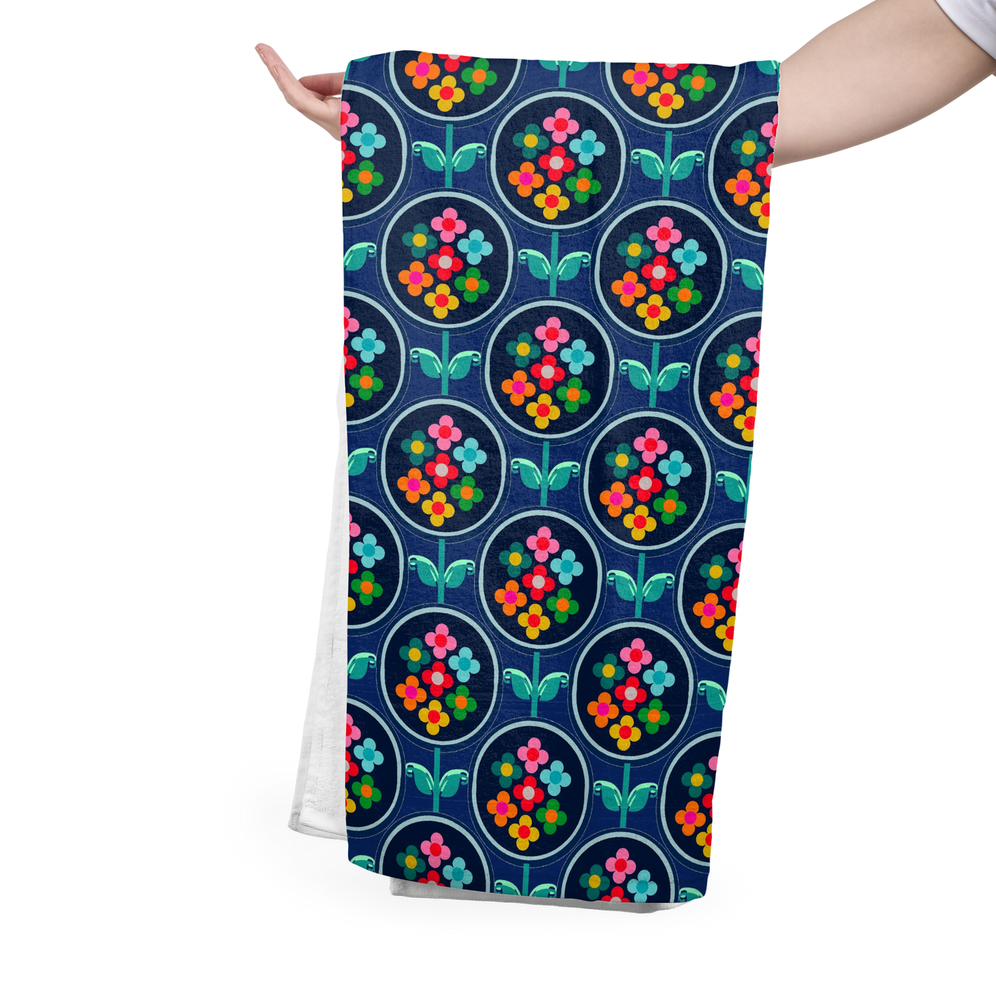 FS017 Navy Geometric Floral Seamless Pattern JPG PNG