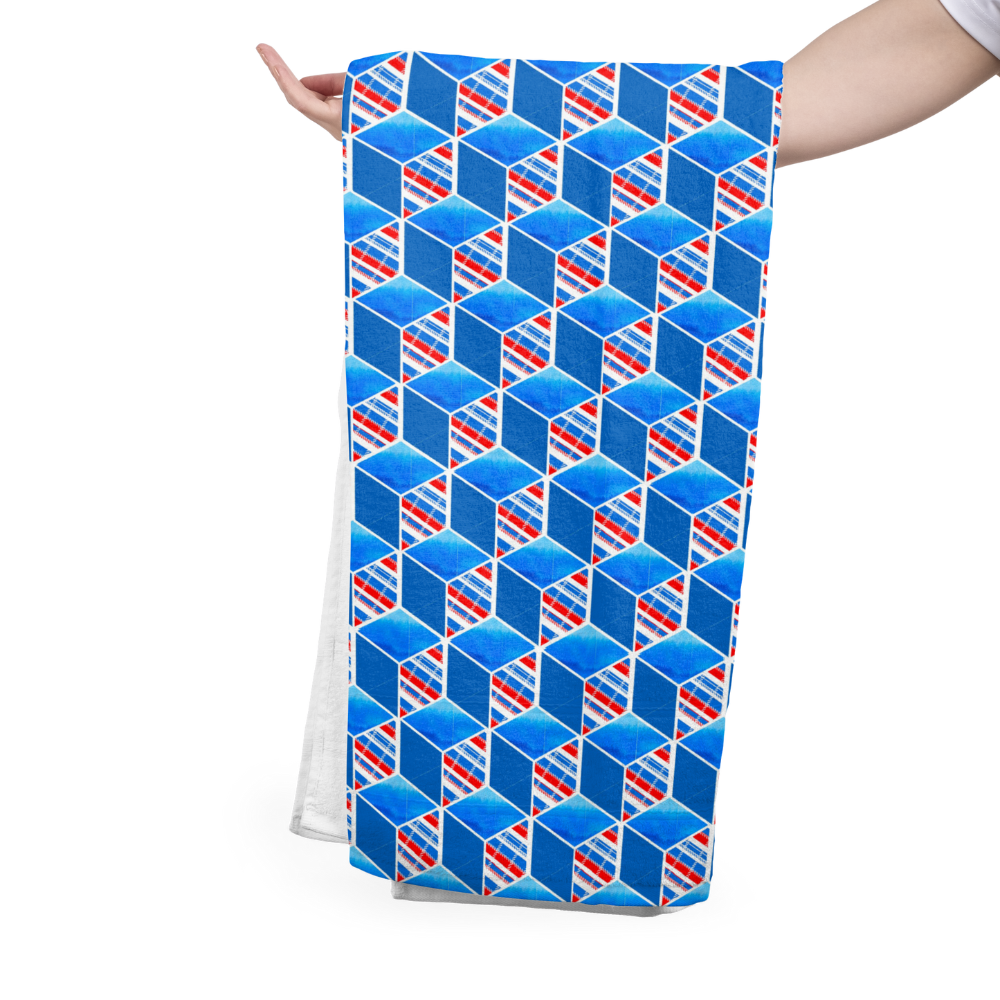 FS041 Blue Cube Geometric Seamless Pattern JPG