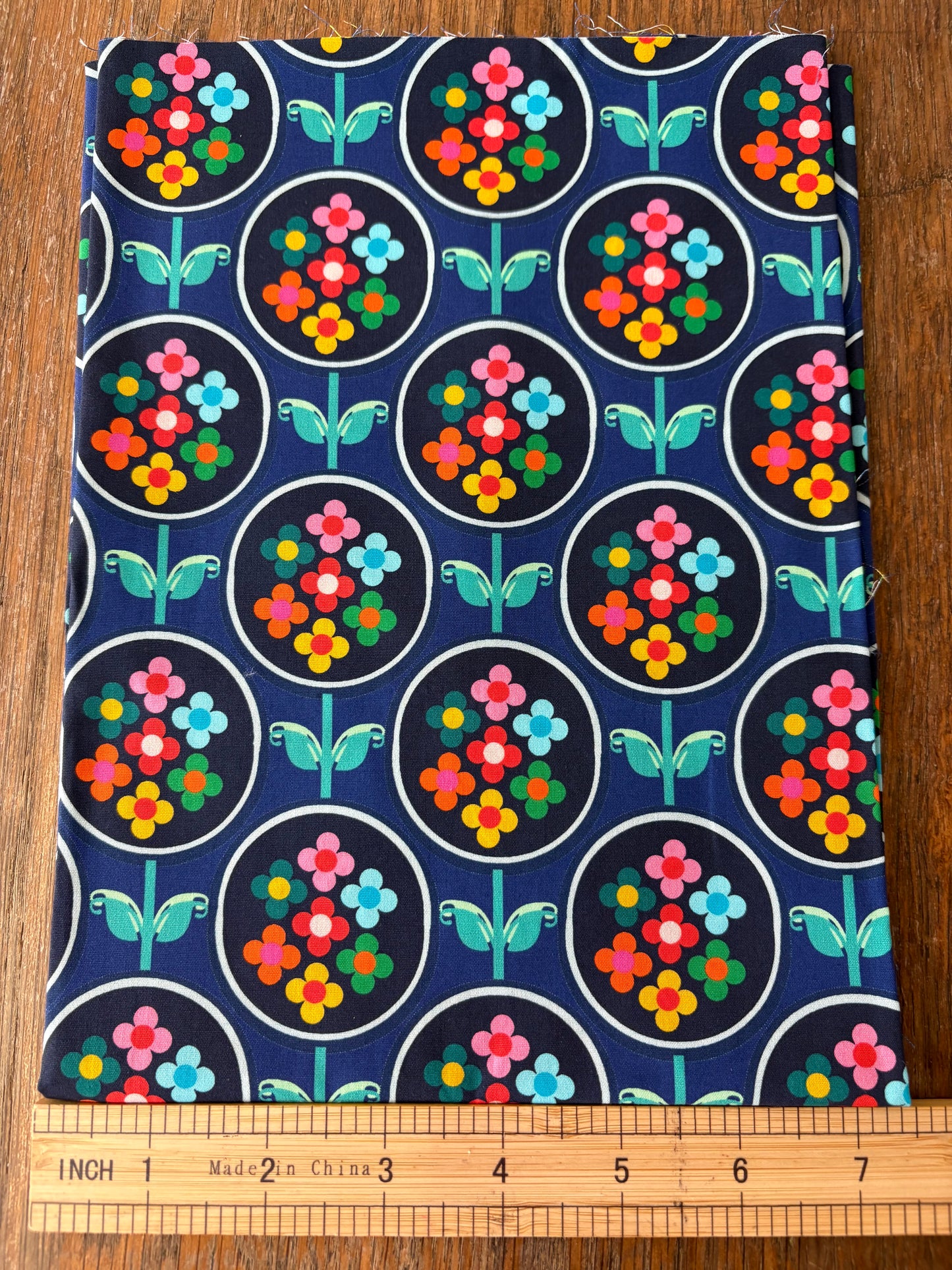FS017 Navy Floral Cotton Printed Fabric by the yard