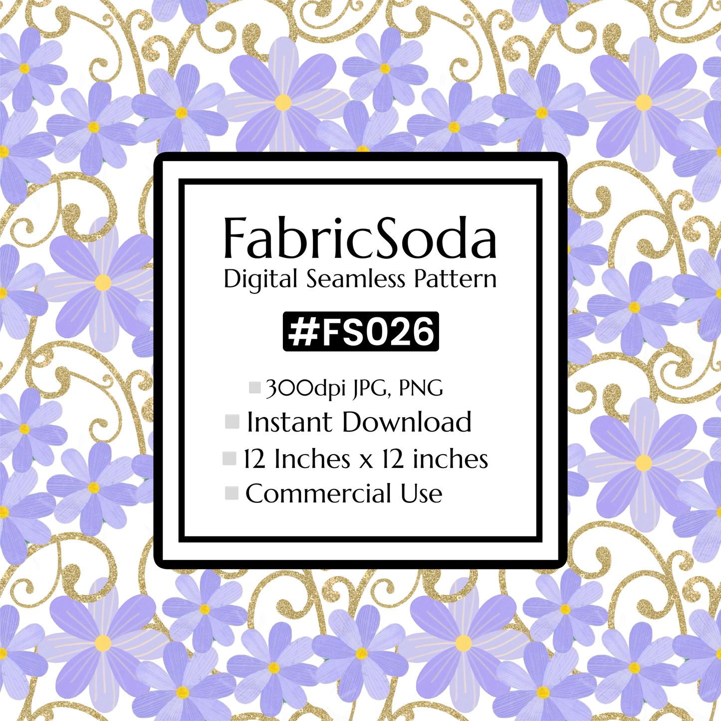 FS026 Lilac Floral Seamless Pattern JPG PNG