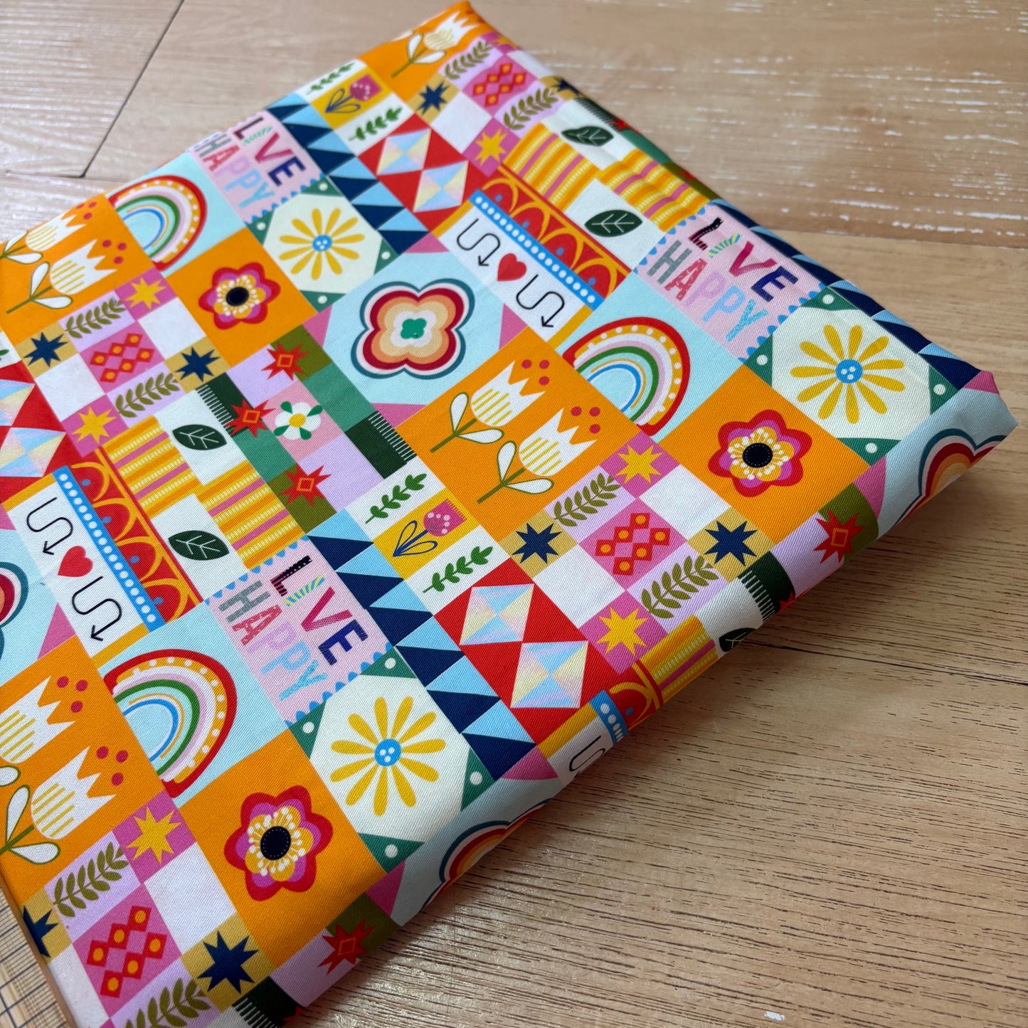 FS056 Orange Playful Cotton Printed Fabric cotton canvas
