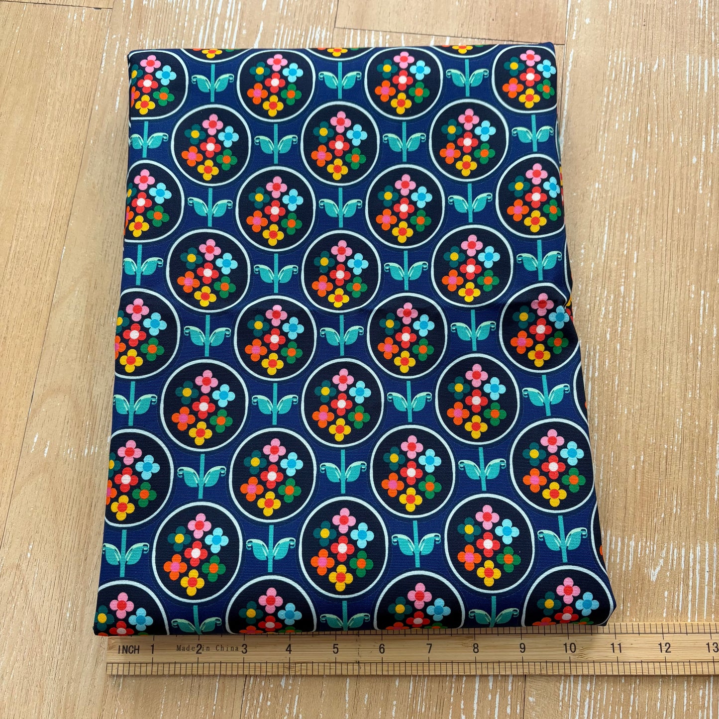FS017 Navy Floral Cotton Printed Fabric