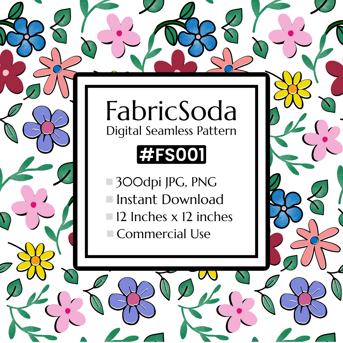 #FS001 Beige Floral Seamless Pattern JPG PNG