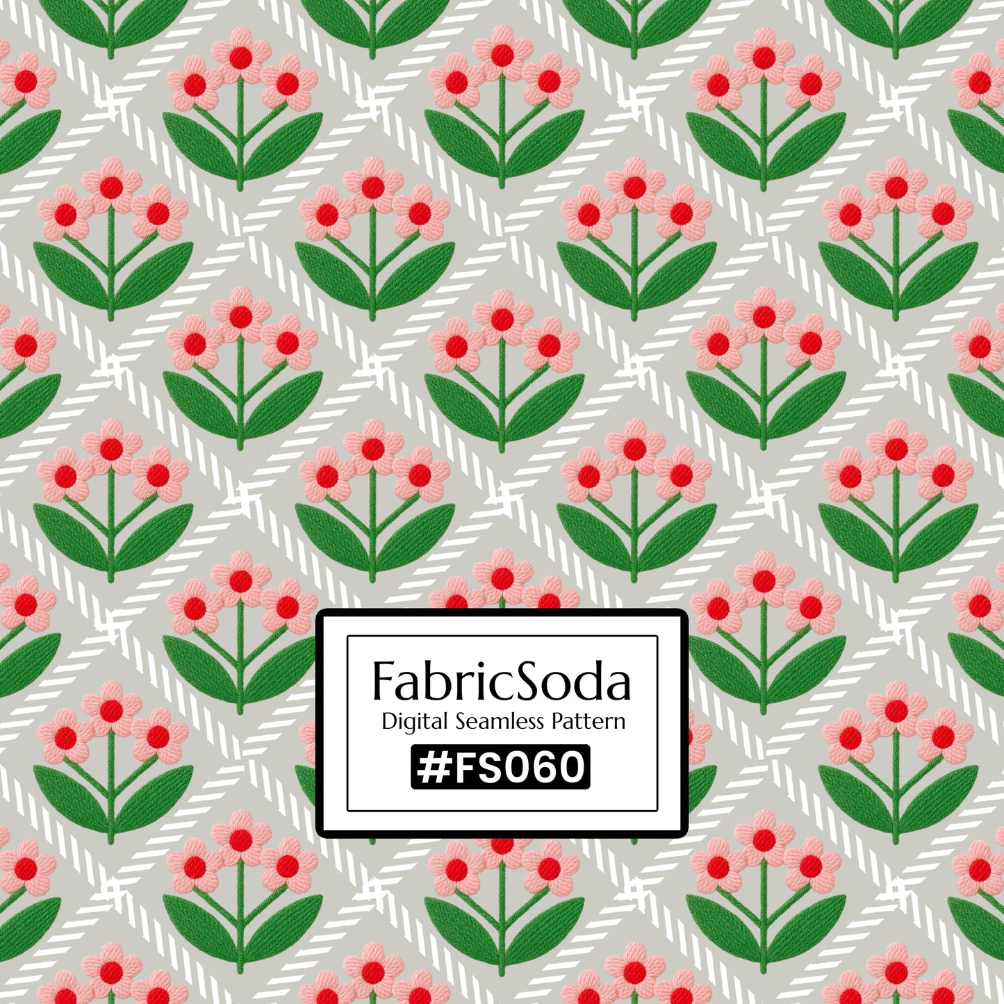 FS060 Embroidery Effect Floral Seamless Pattern JPG PNG