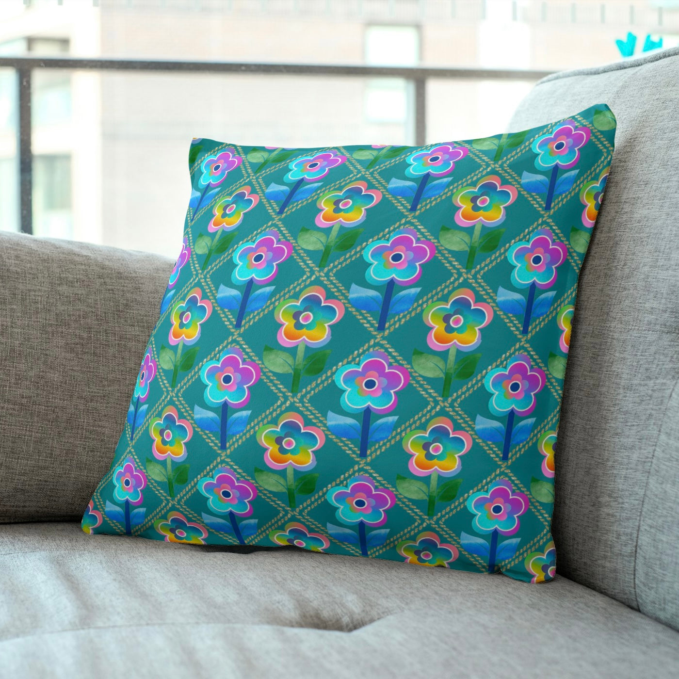 FS021 Blue Green Watercolour Floral Seamless Pattern JPG PNG