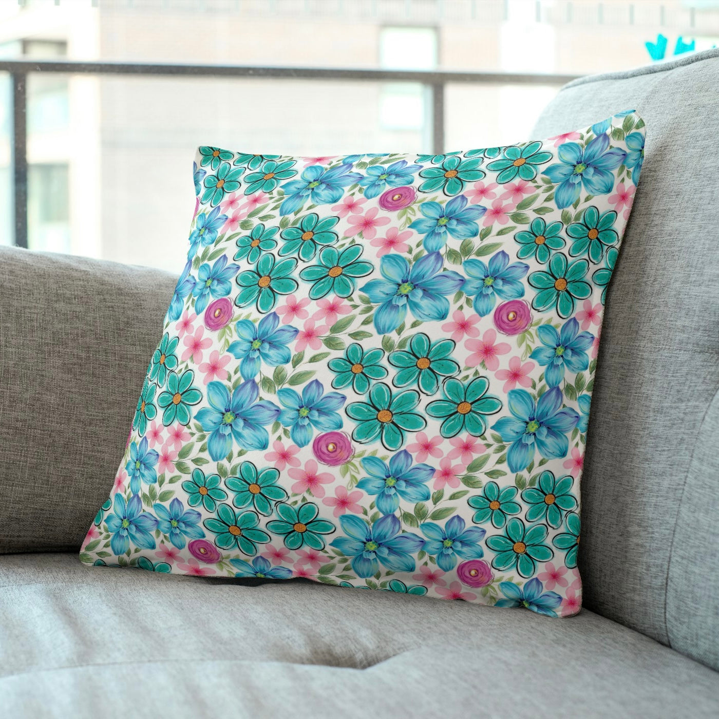 FS025 Blue Watercolour Floral Seamless Pattern JPG PNG