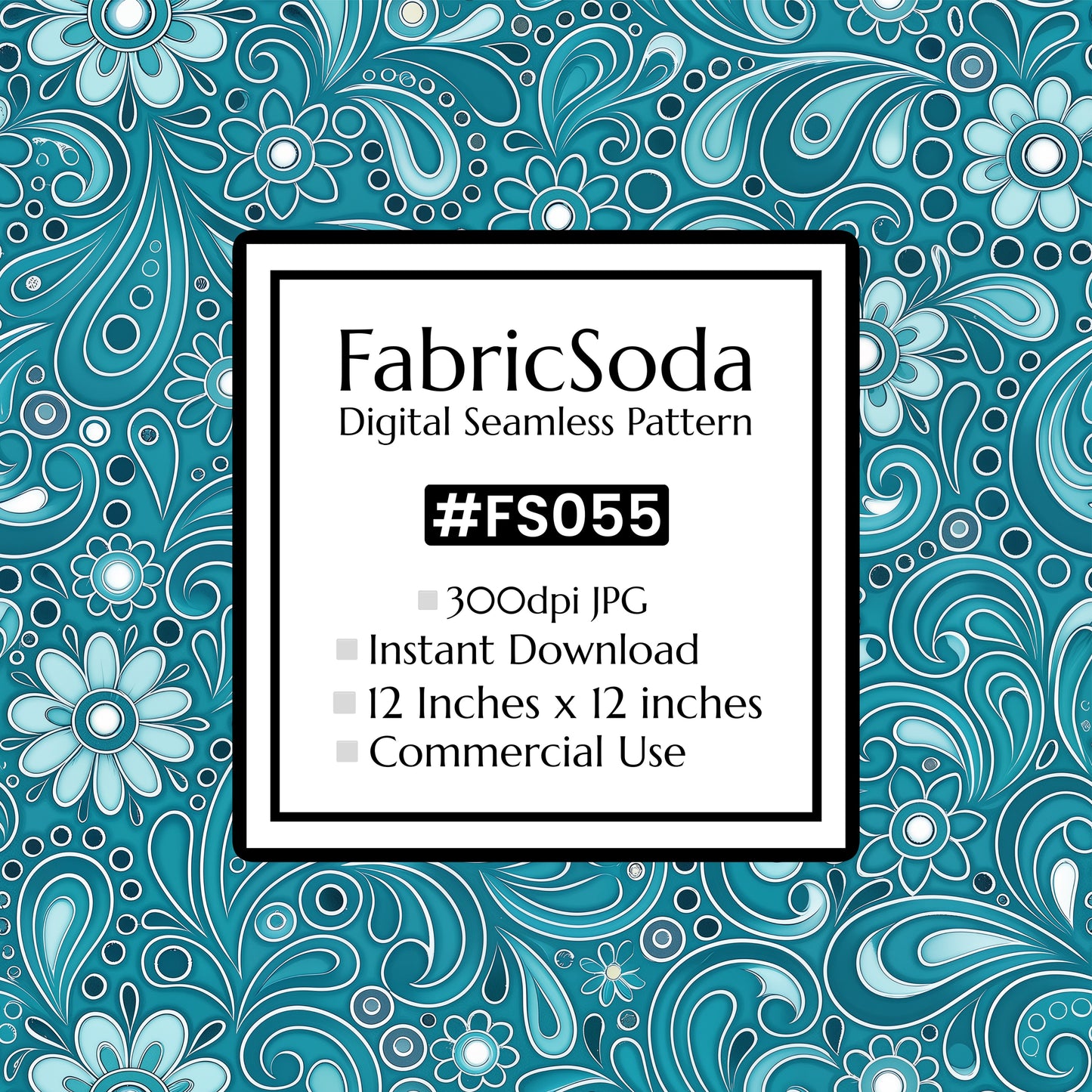 FS055 Teal Paisley Seamless Pattern JPG