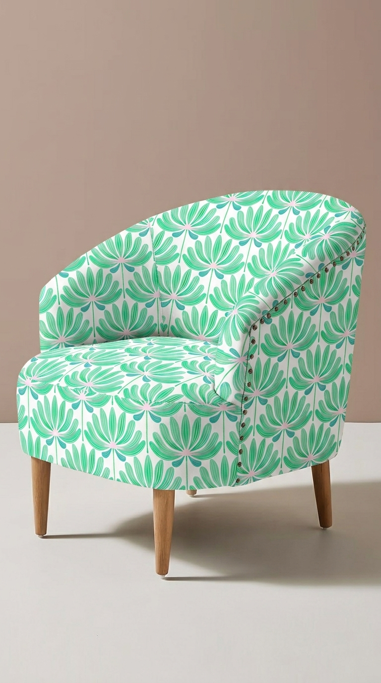 FS085 Light Green Floral Printed Fabric