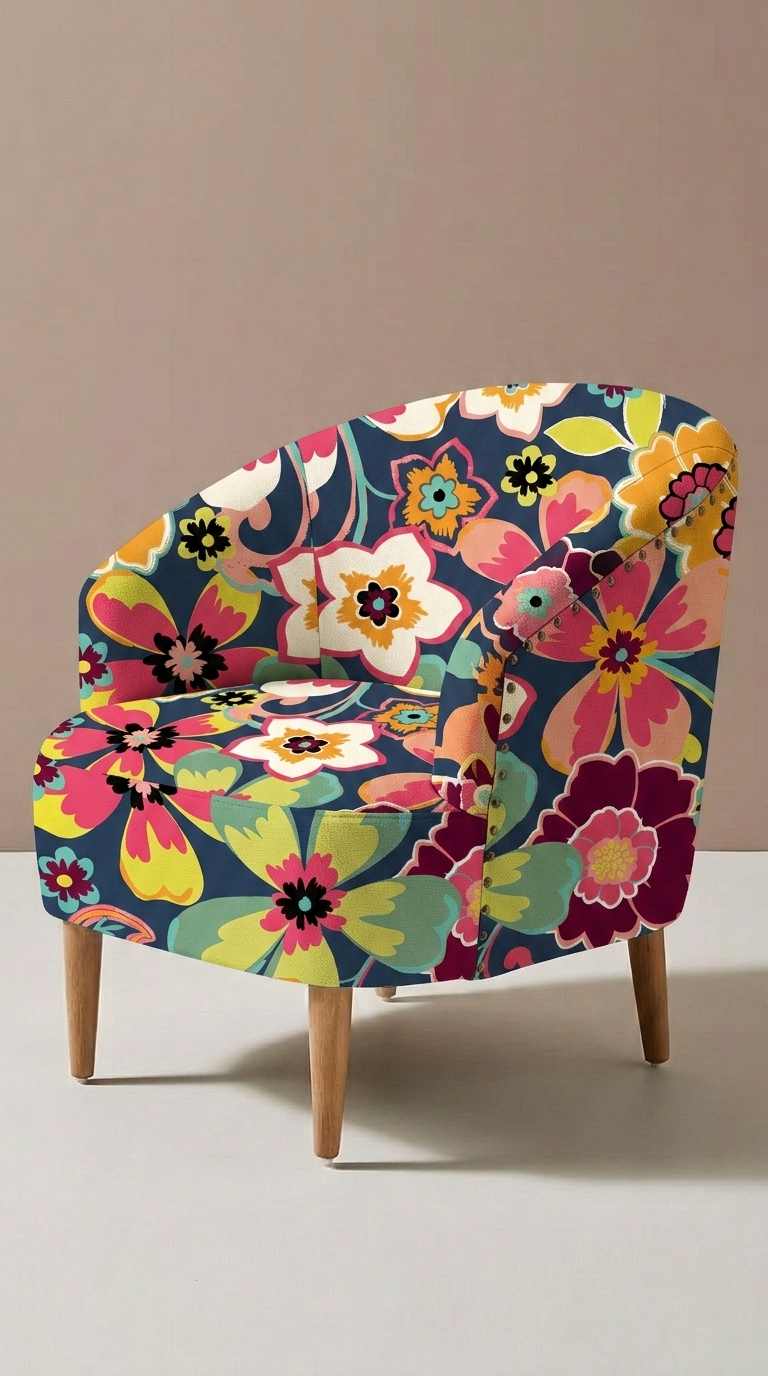 FS088 Colourful Blooming Flowers Printed Fabric