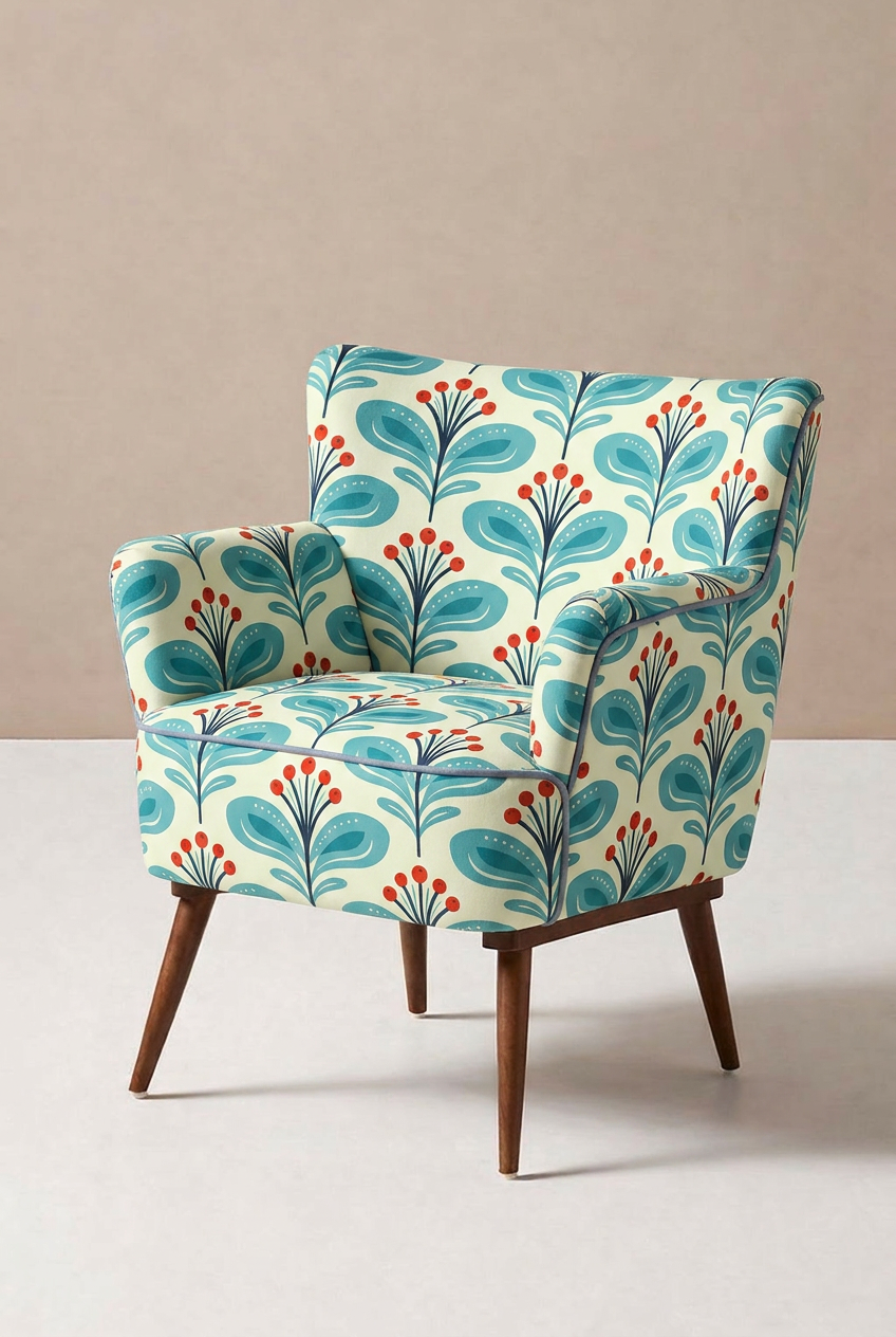 FS091 Fancy Blue Floral Printed Fabric