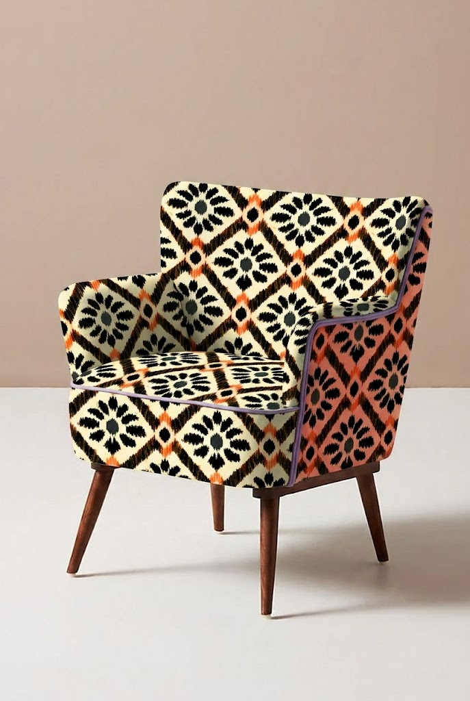 FS103 Ikat Bloom Geometric Printed Fabric