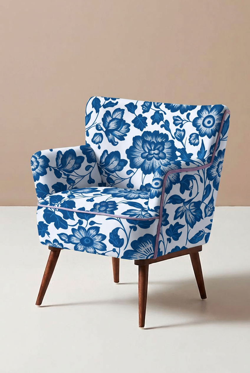 FS104 Blue and White Porcelain Printed Fabric
