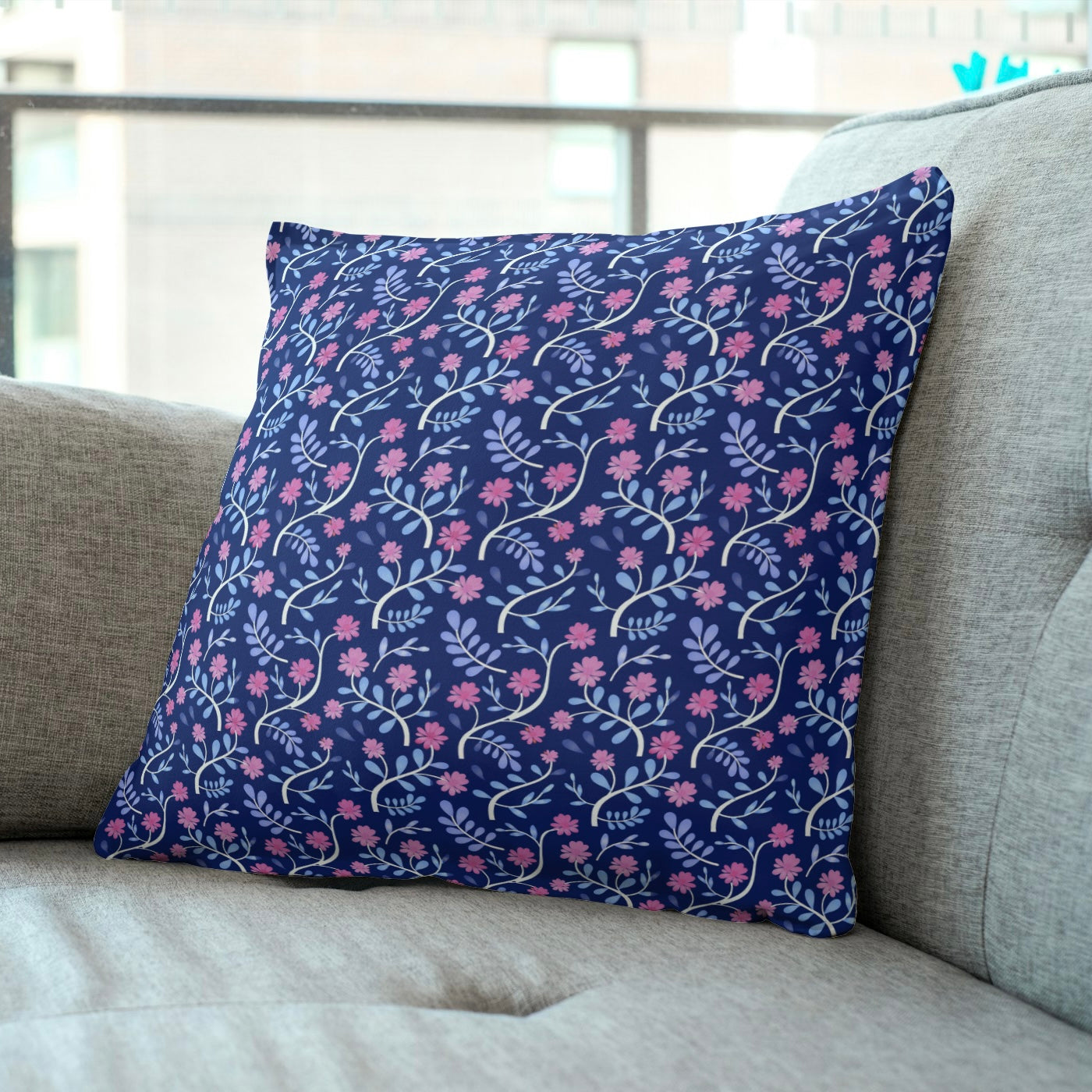 FS038 Purple Floral Cotton Printed Fabric