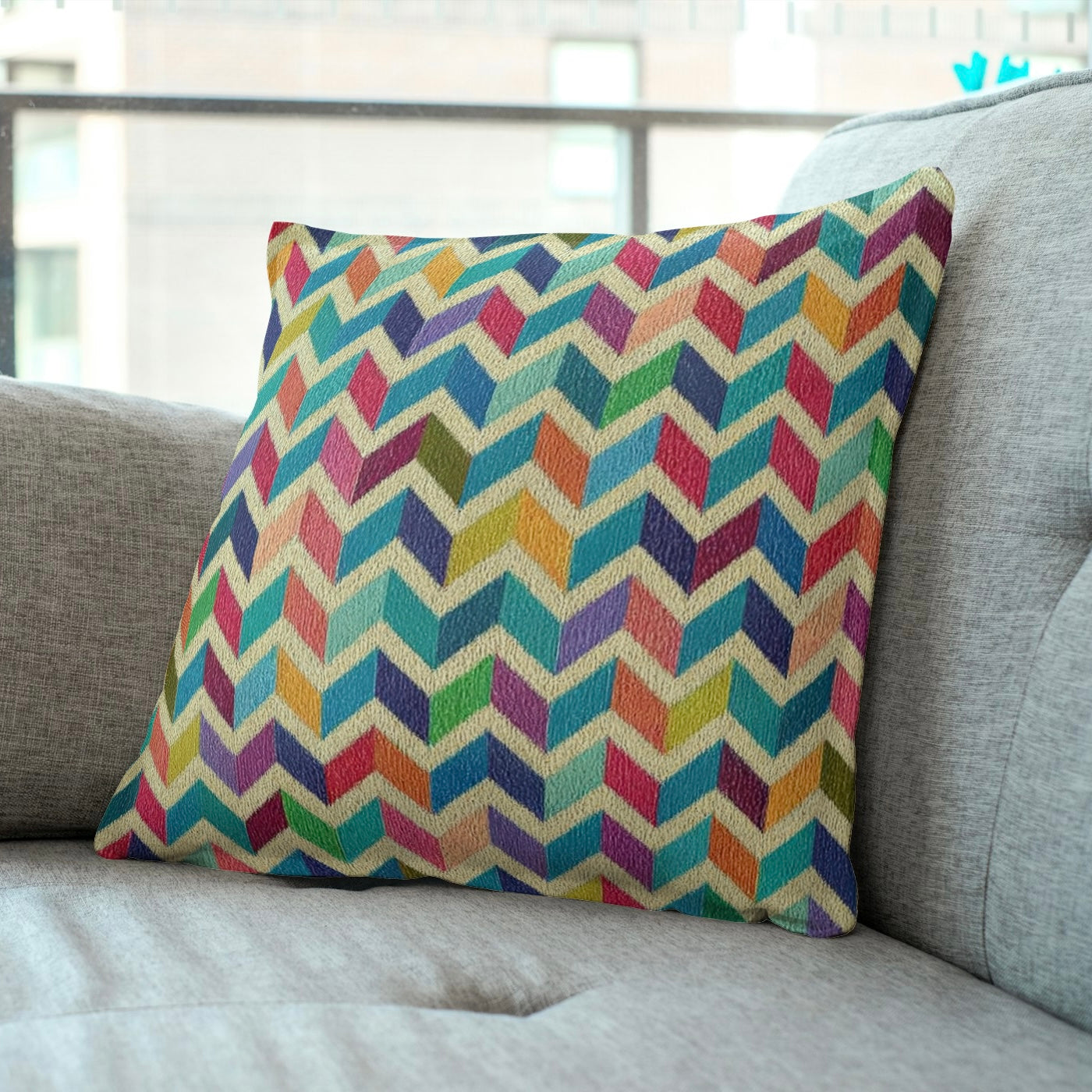 FS086 Multcolours Geometric Cotton Printed Fabric