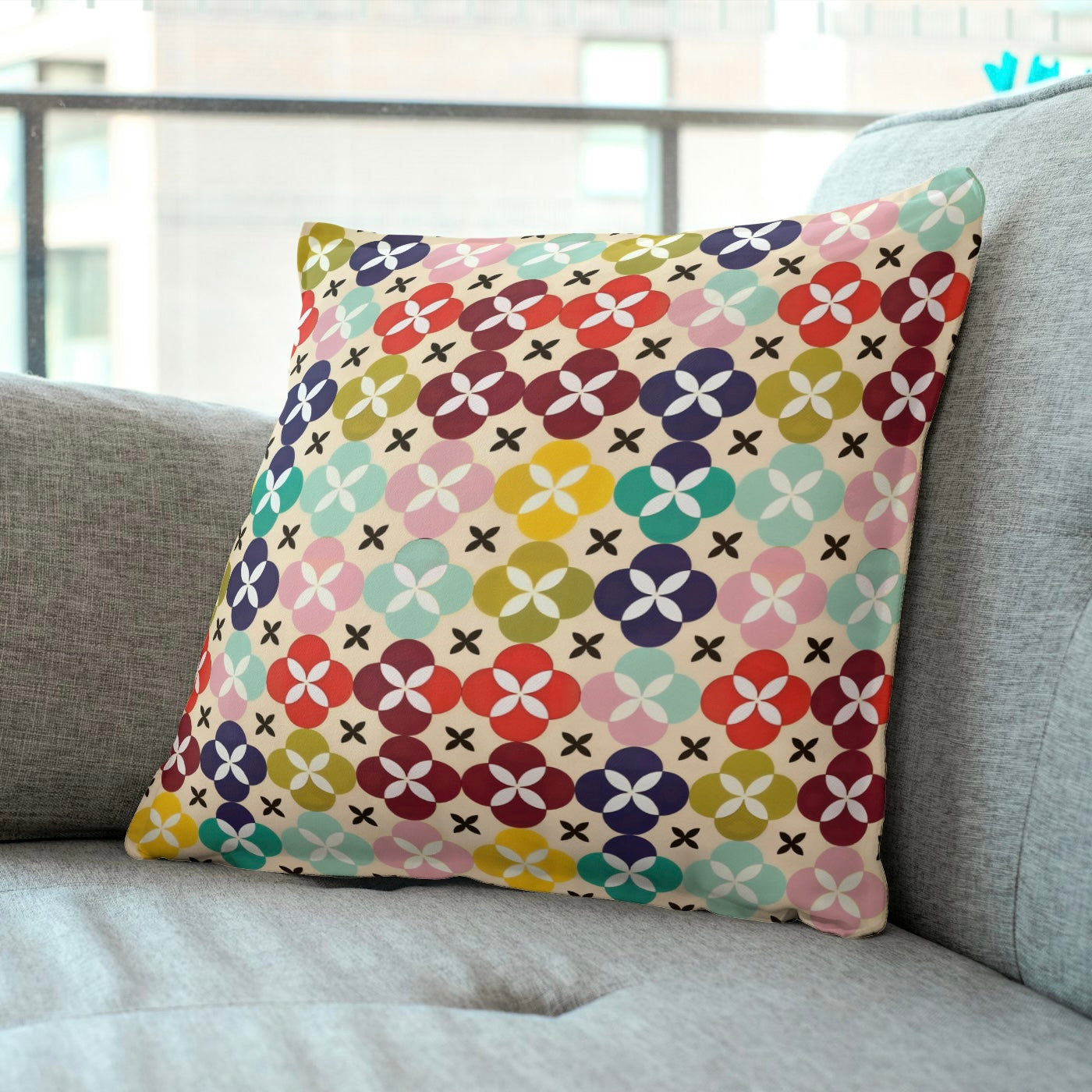FS083 Multcolours Geometric Cotton Printed Fabric