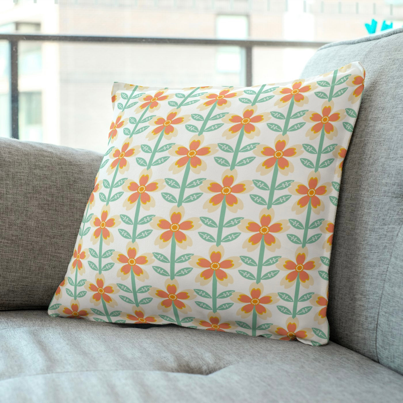 FS031 Orange Flower Cotton Printed Fabric Cotton canvas