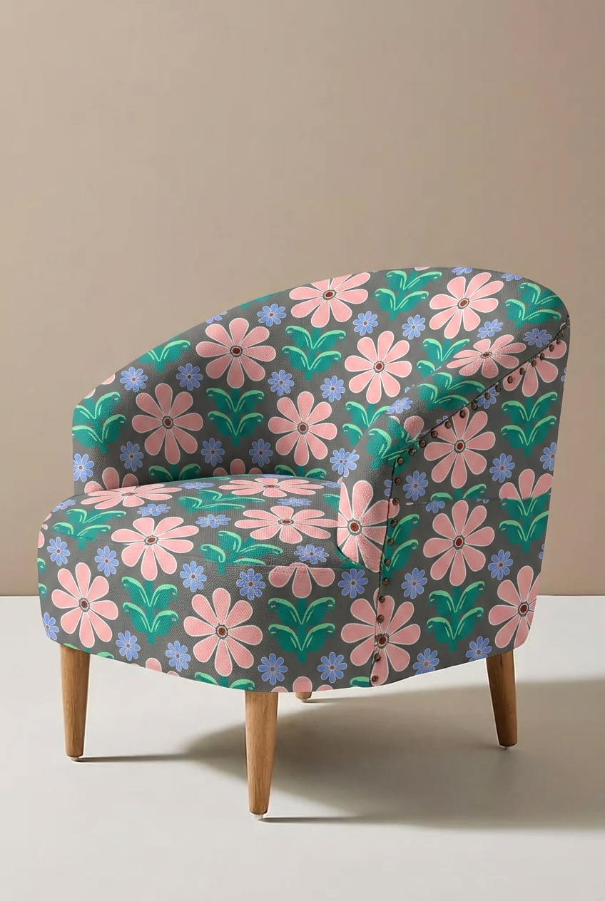 FS016 Pink Floral Printed Fabric