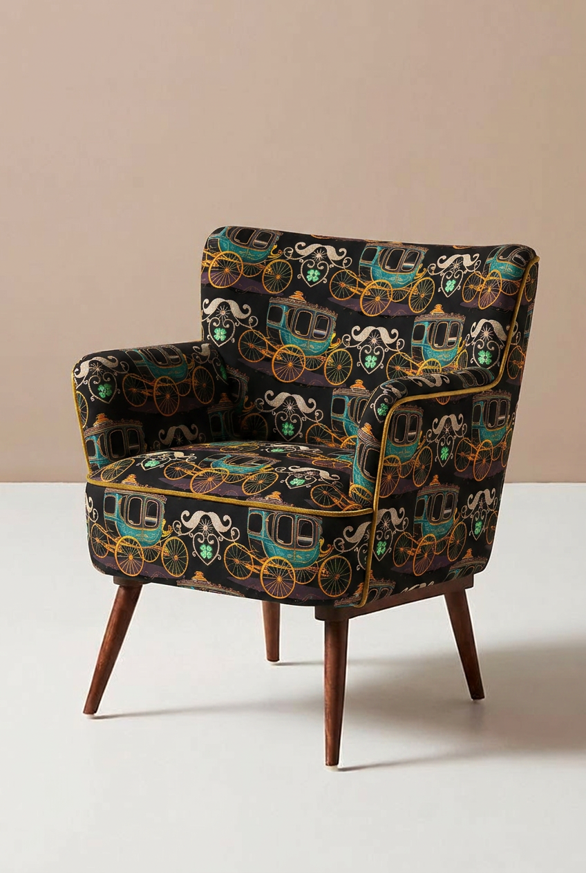 FS022 Luxury Brown Carriage Printed Fabric