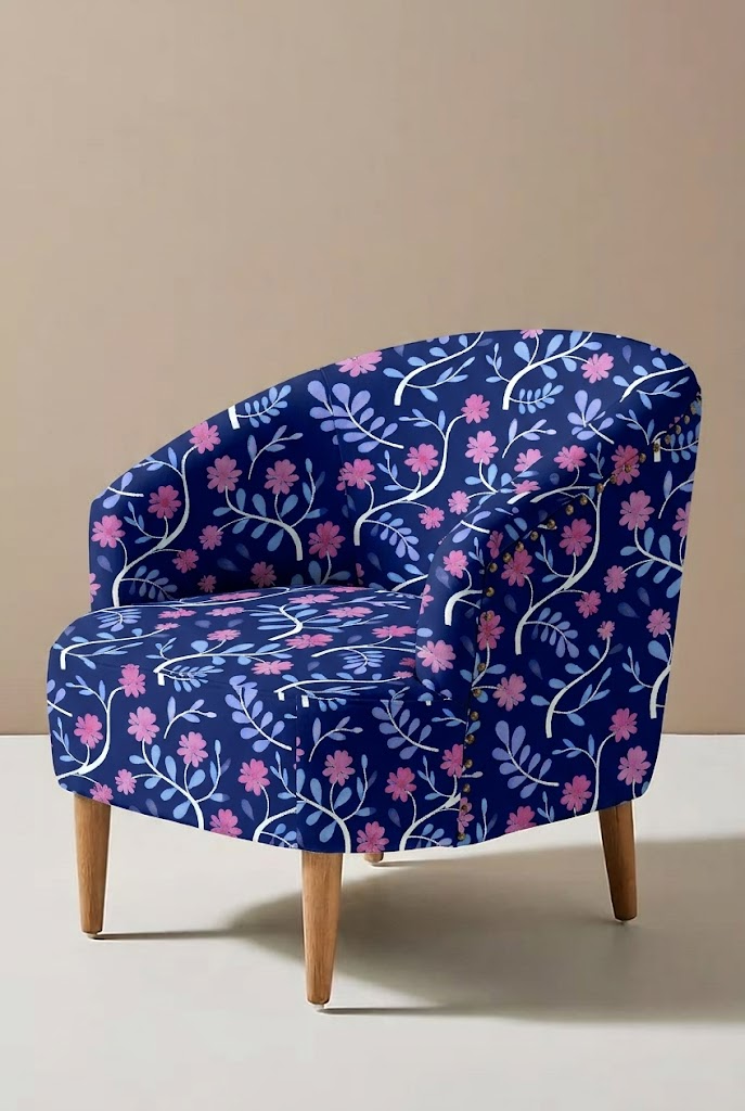 FS038 Purple Floral Printed Fabric