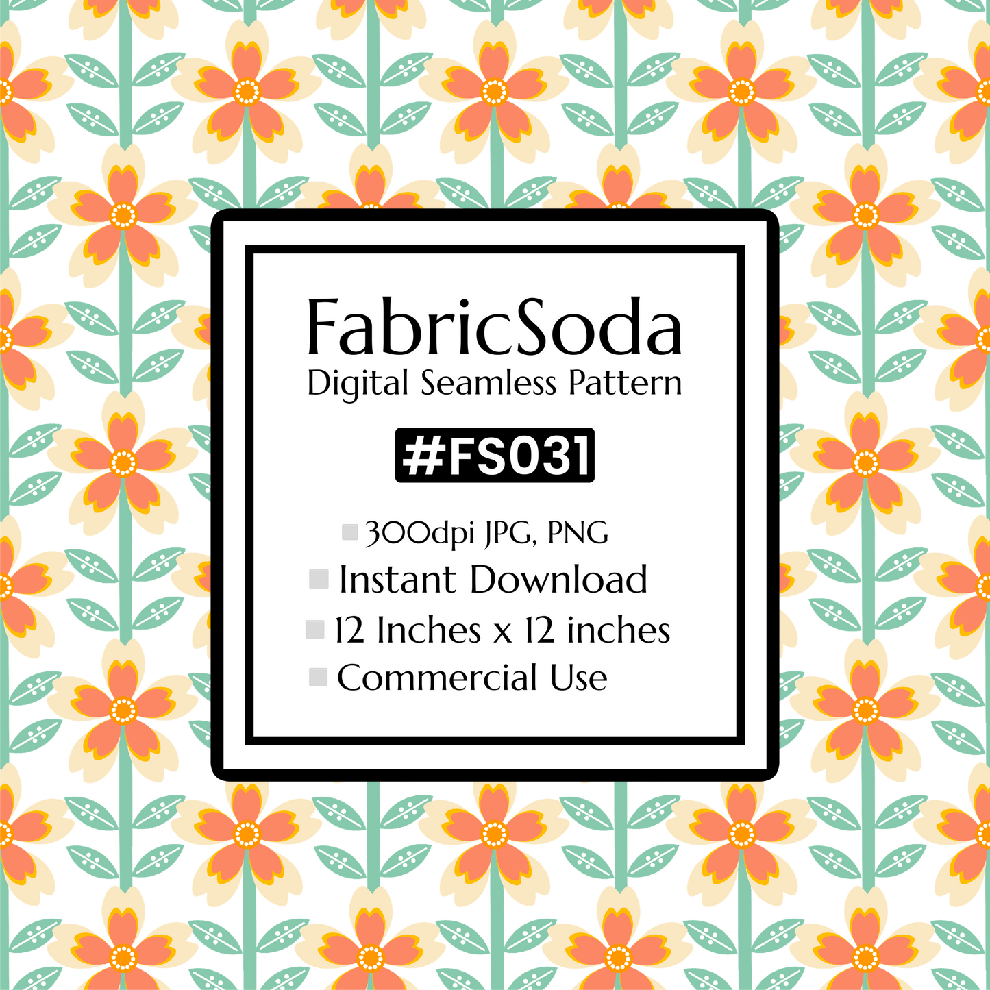 FS031 Orange Flower Seamless Pattern JPG PNG