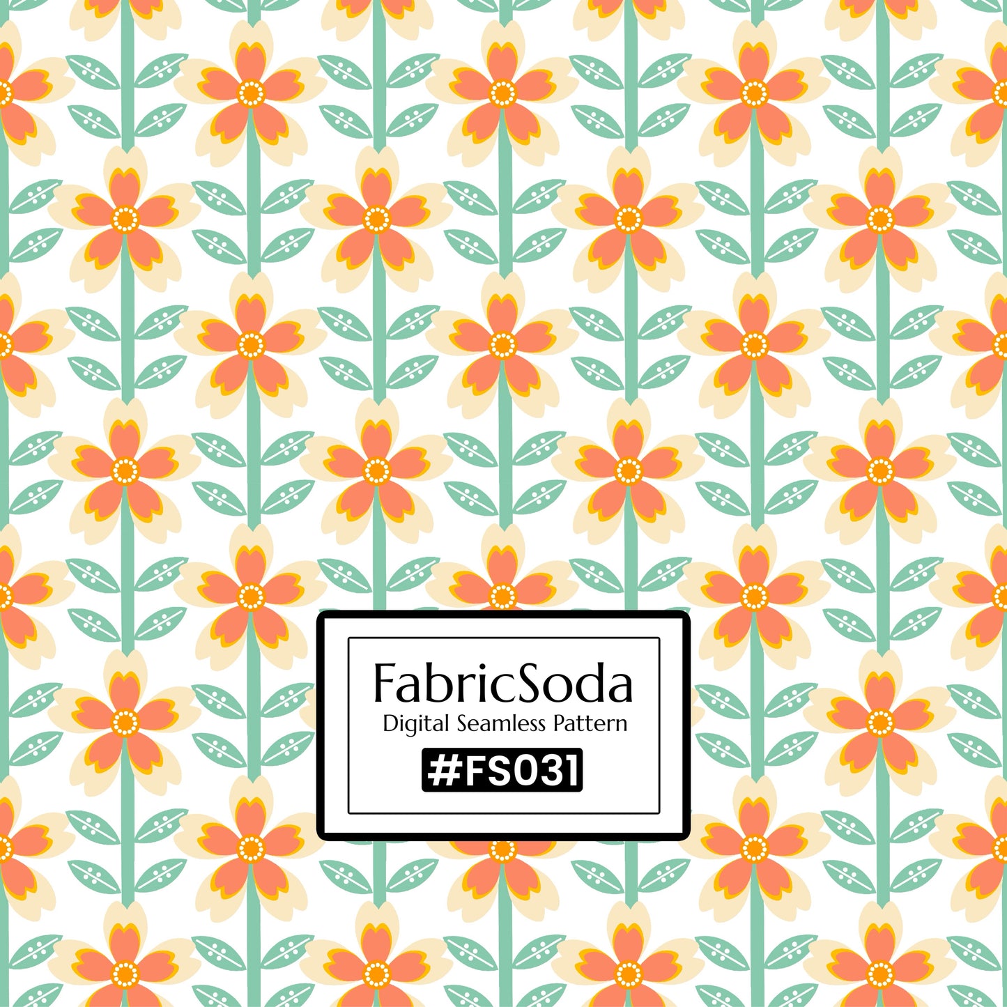 FS031 Orange Flower Seamless Pattern JPG PNG