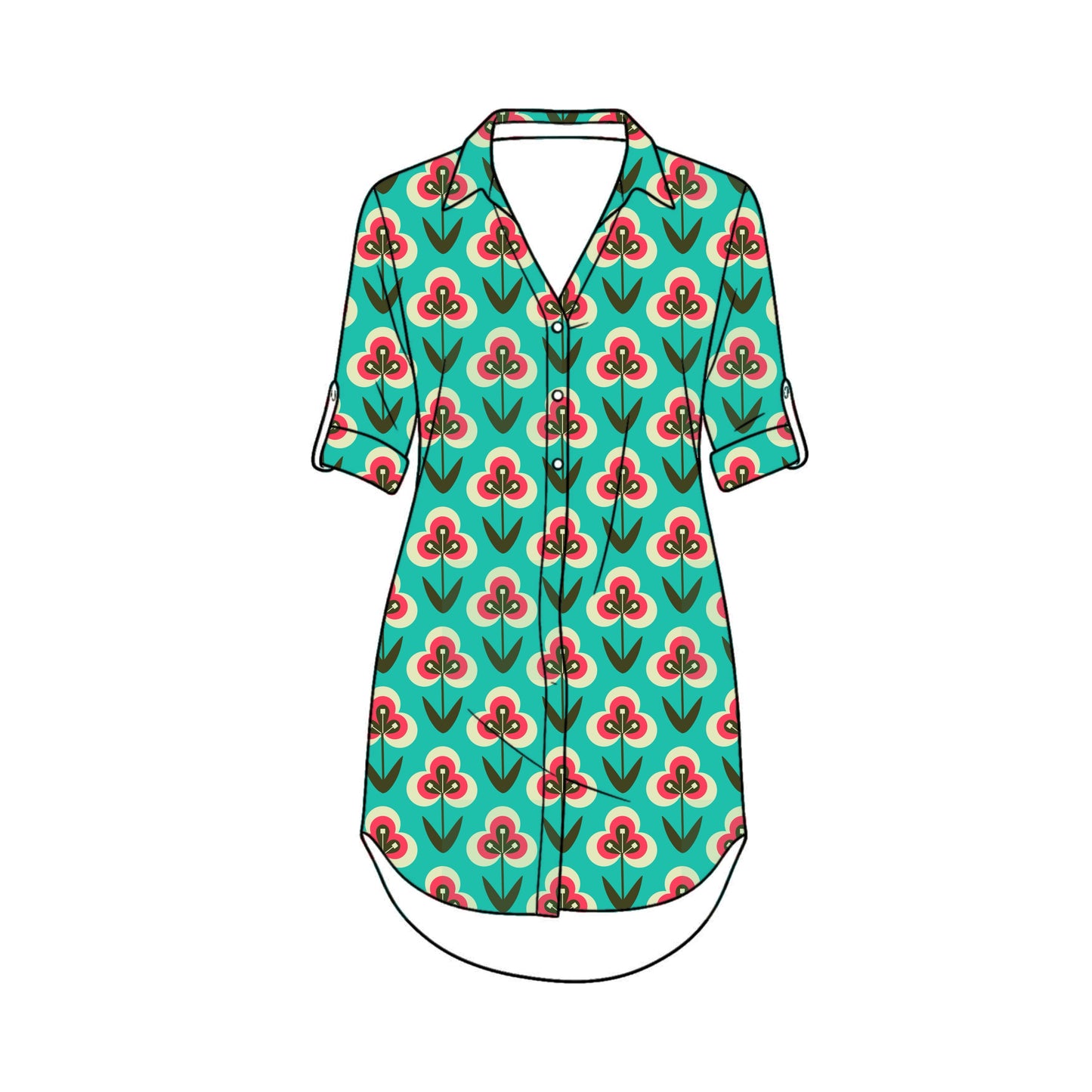 FS002 Green Floral Cotton Printed Fabric