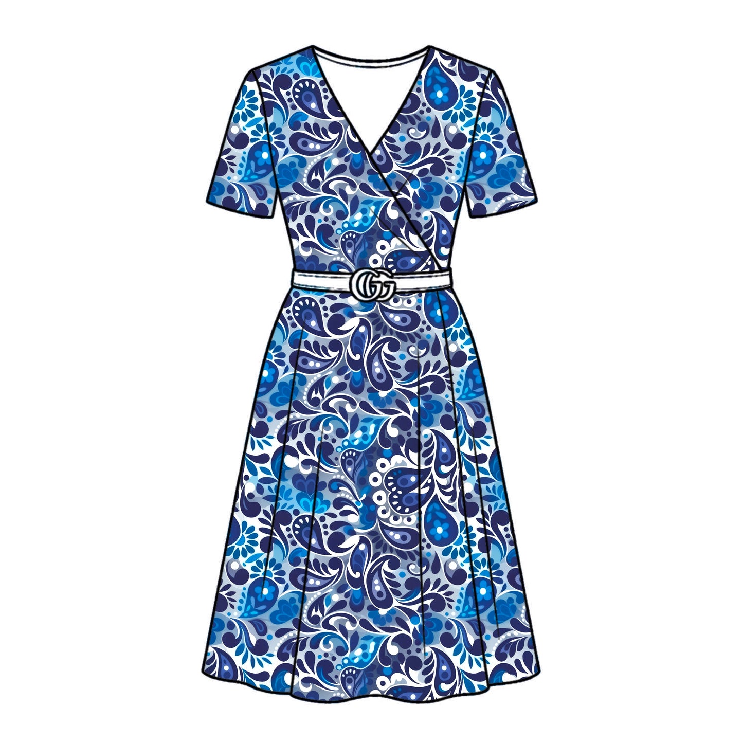 FS010 Blue Paisley Cotton Printed Fabric