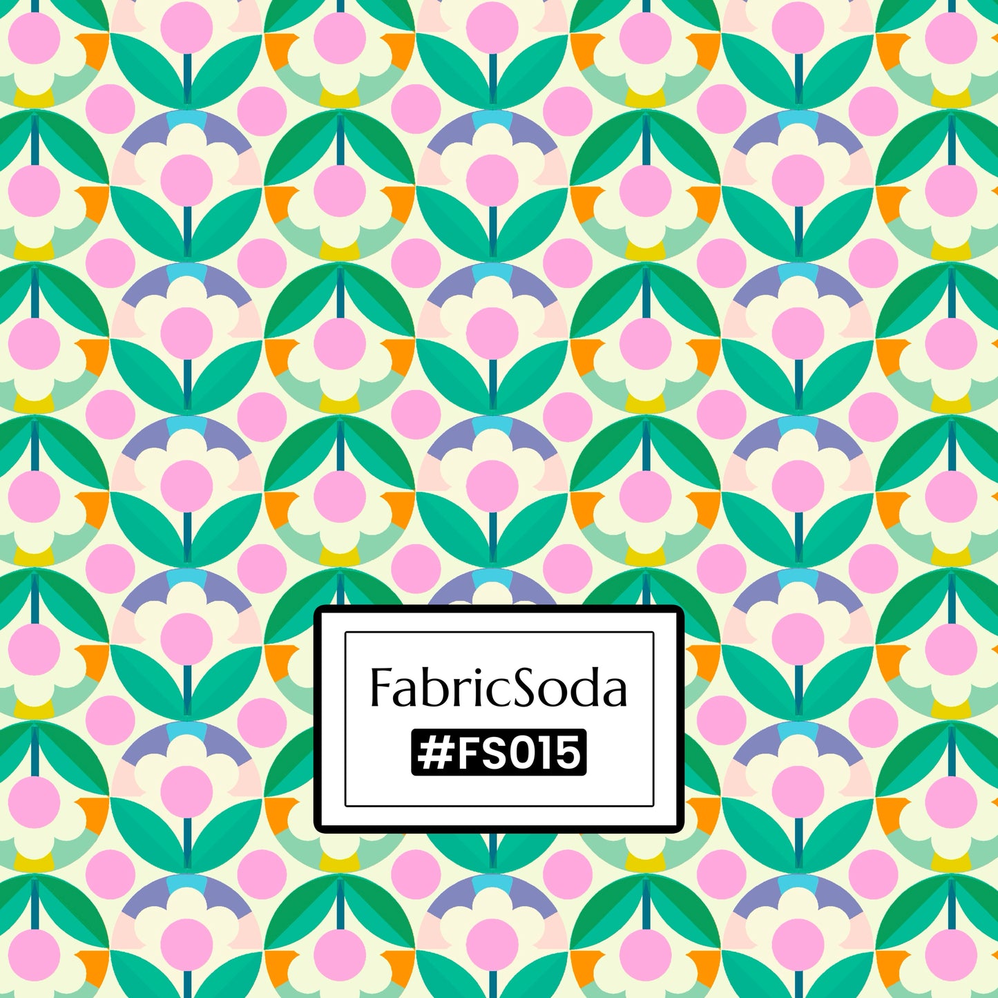 FS015 Green Geometric Floral Cotton Printed Fabric