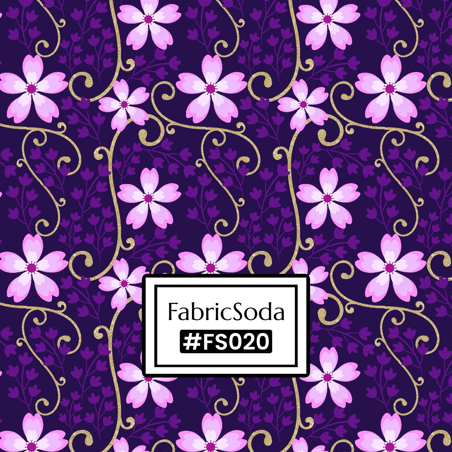 FS020 Purple Floral Cotton Printed Fabric