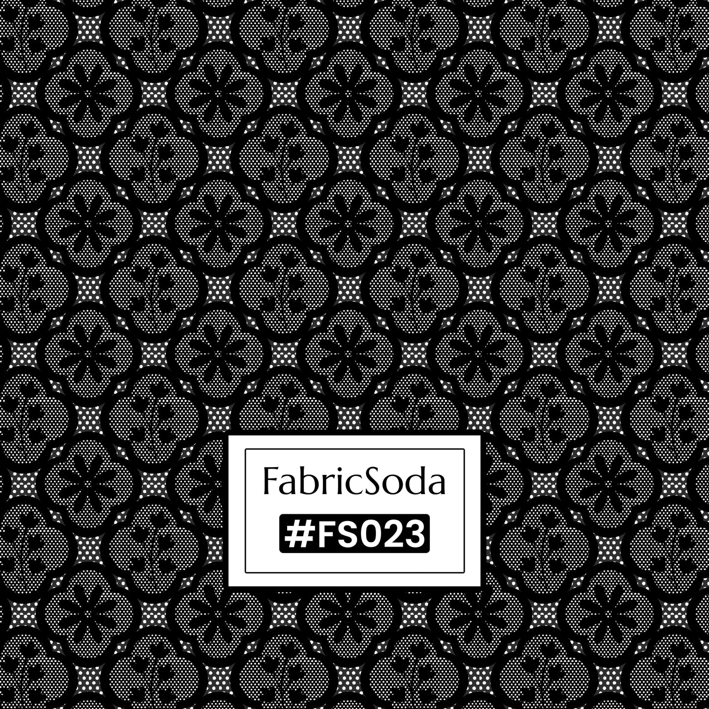 FS023 Black Lace Floral Cotton Printed Fabric