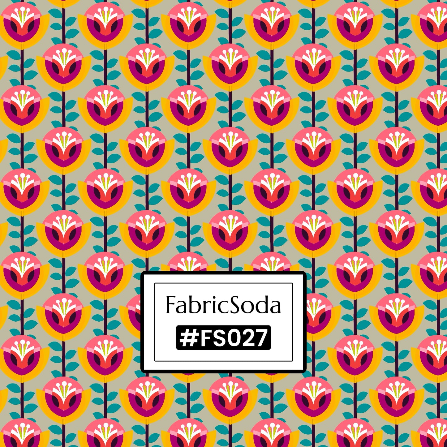 FS027 Beige Geometric Cotton Printed Fabric