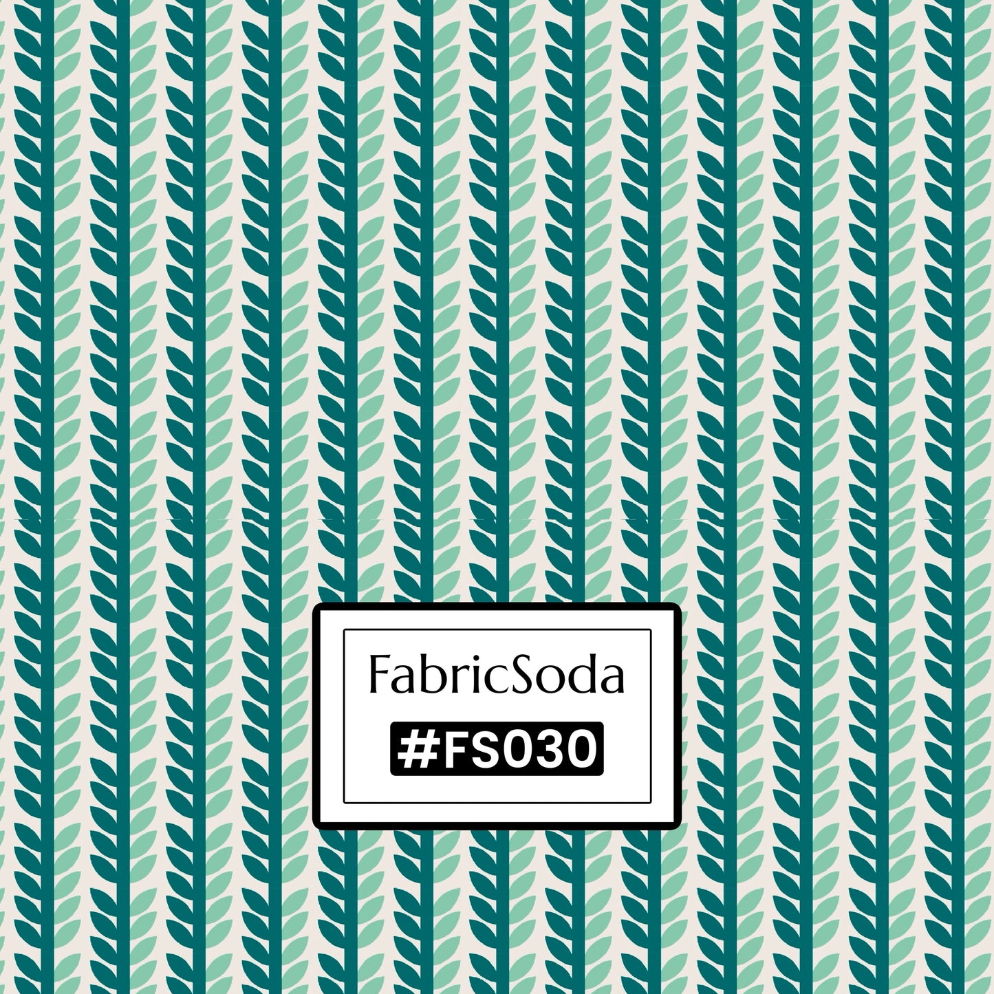 FS030 Green Leaves Geometric Cotton Fabric