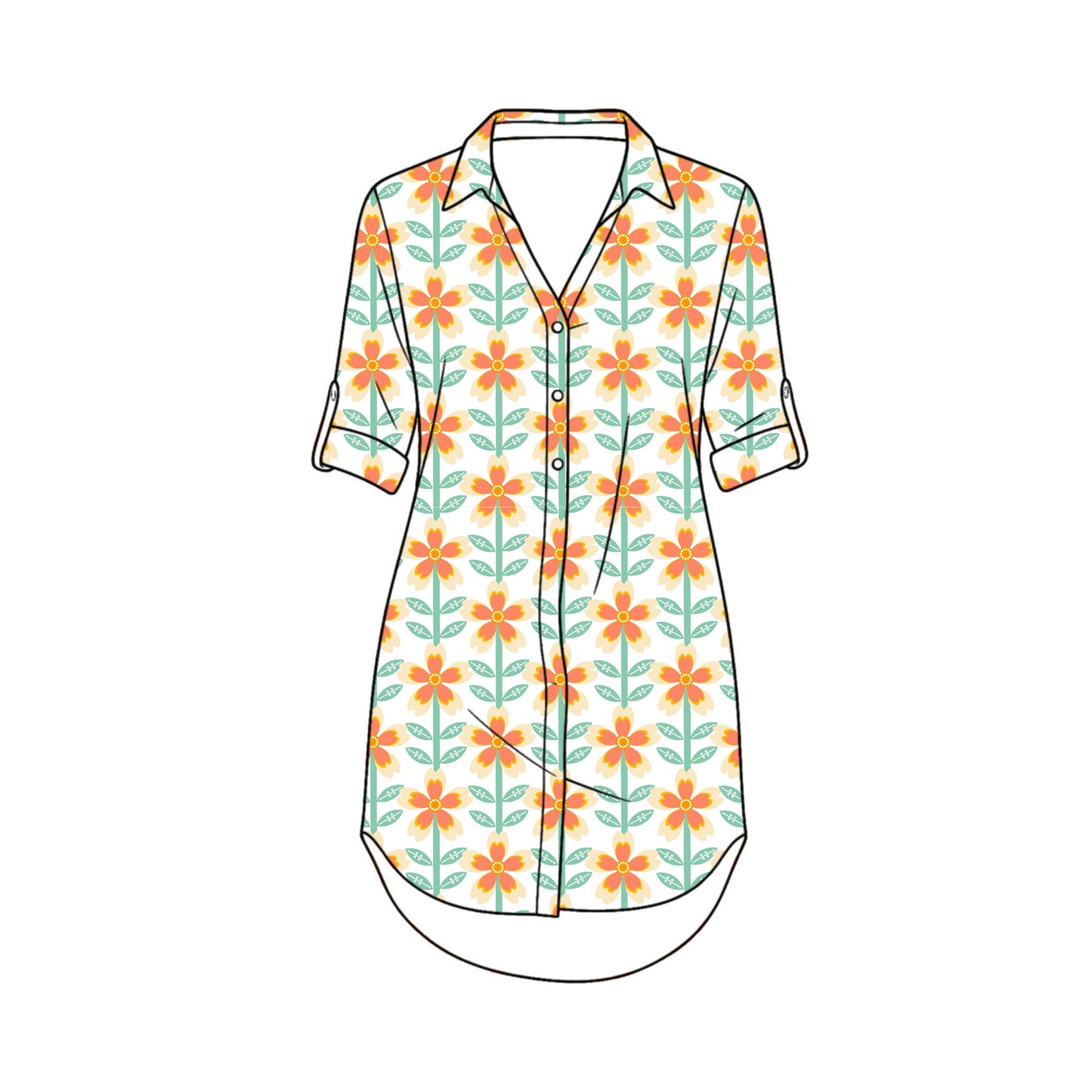 FS031 Orange Flower Cotton Printed Fabric