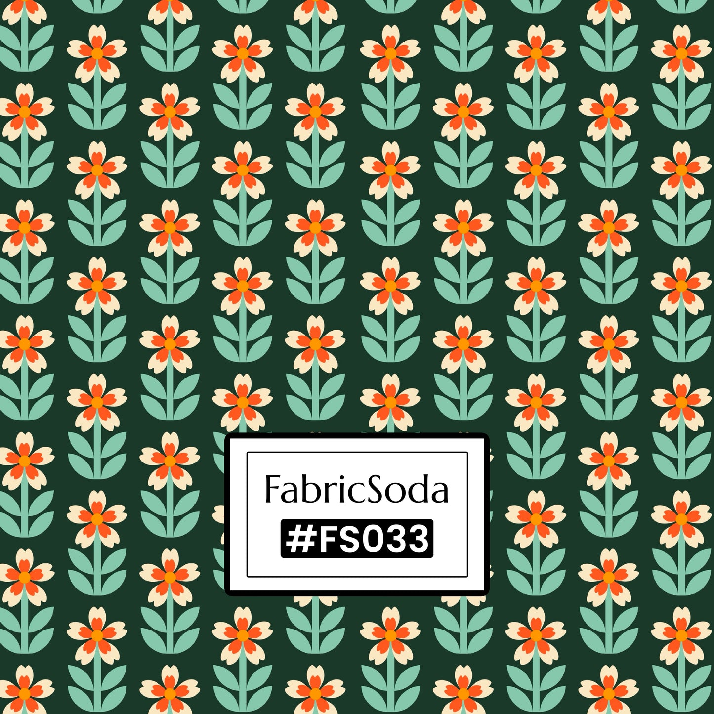 FS033 Green Floral Cotton Printed Fabric