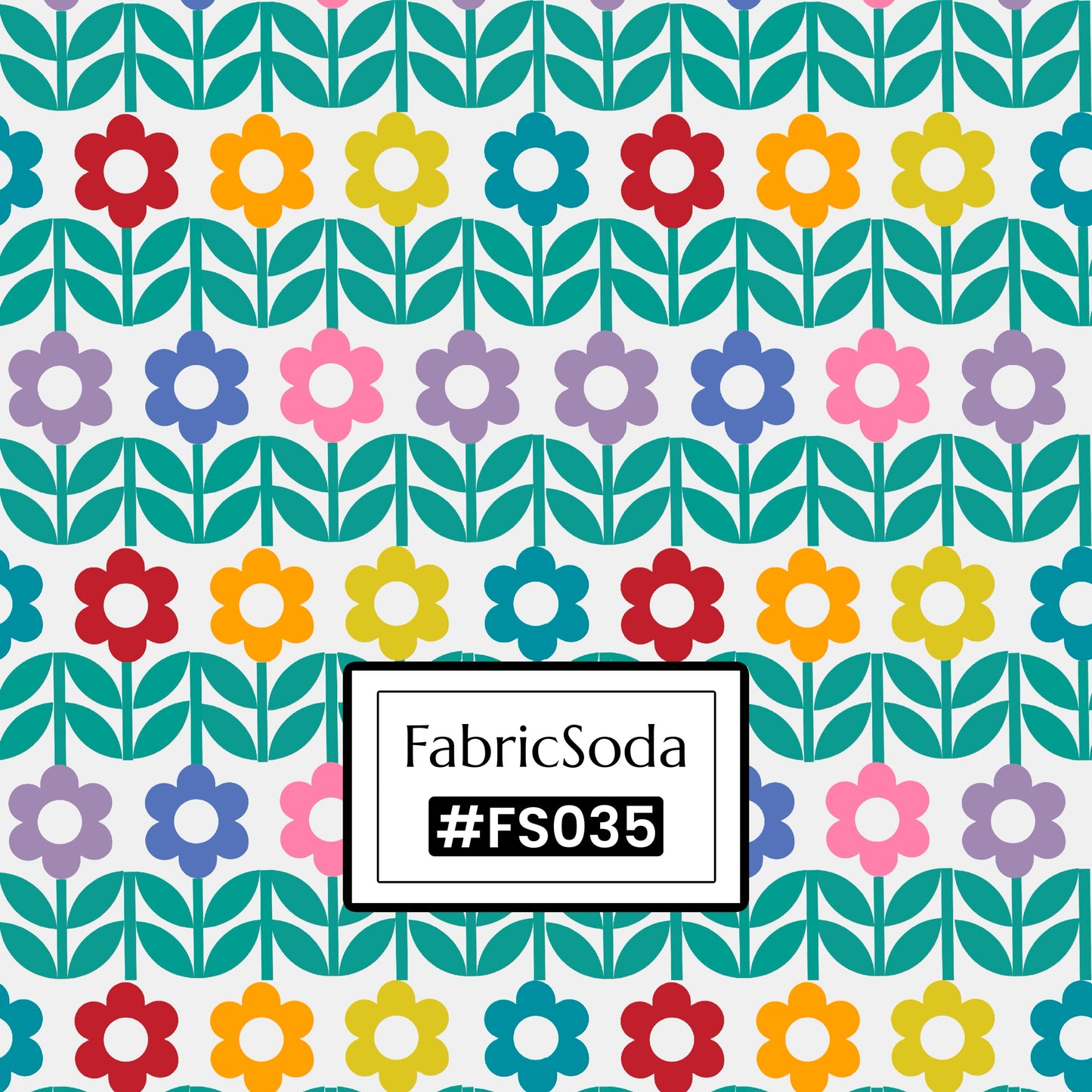 FS035 Rainbow Flower Cotton Printed Fabric