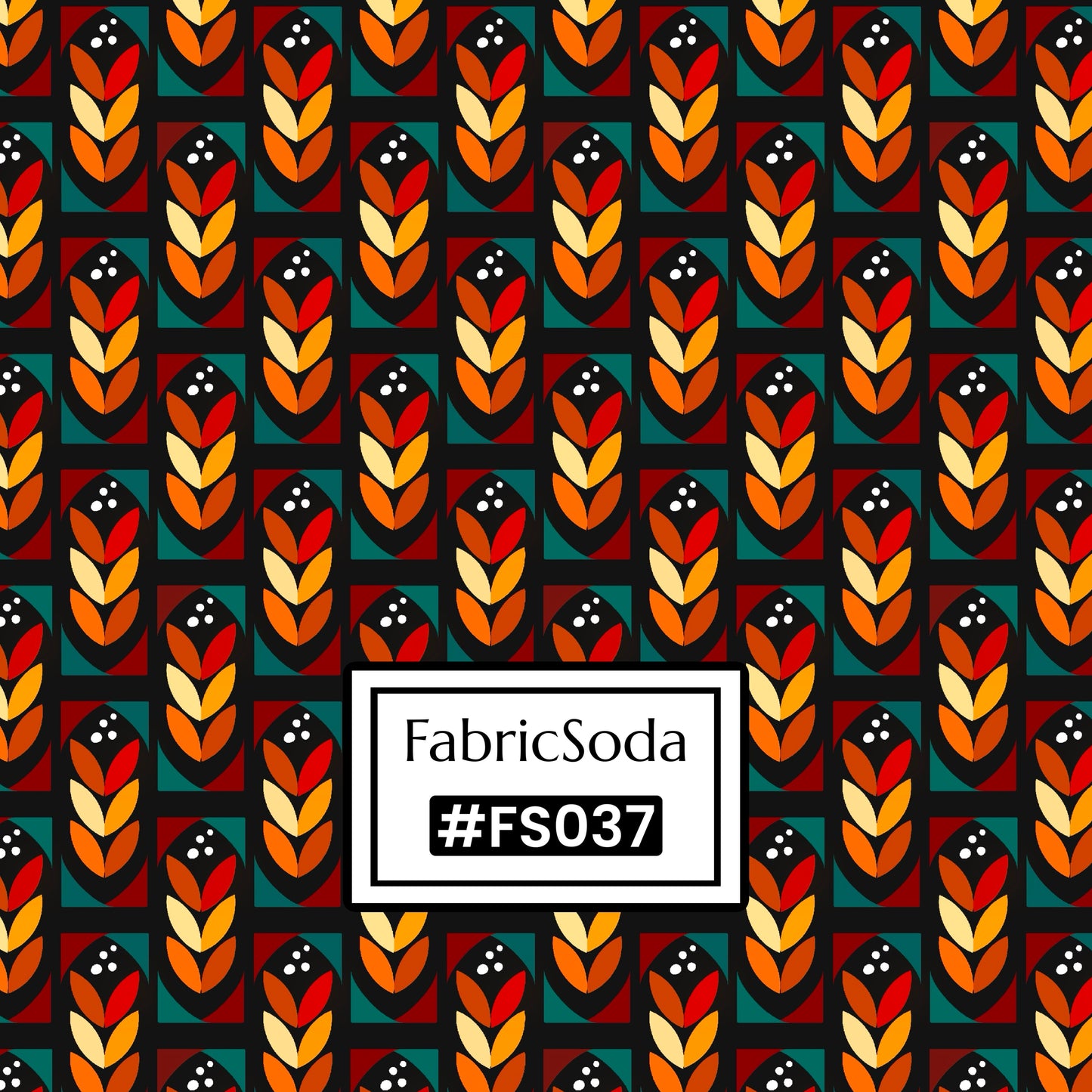 FS037 Brown Geometric Cotton Printed Fabric