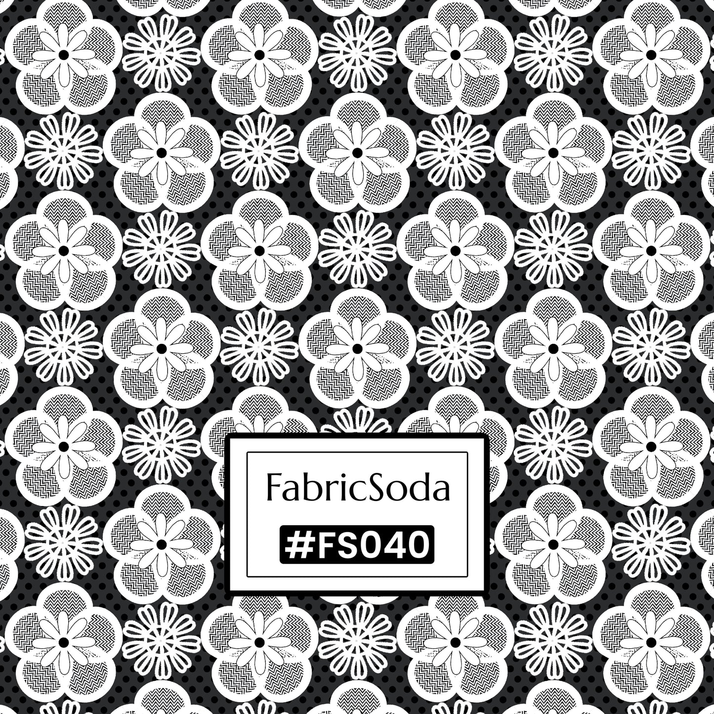 FS040 White Floral Lace Cotton Printed Fabric