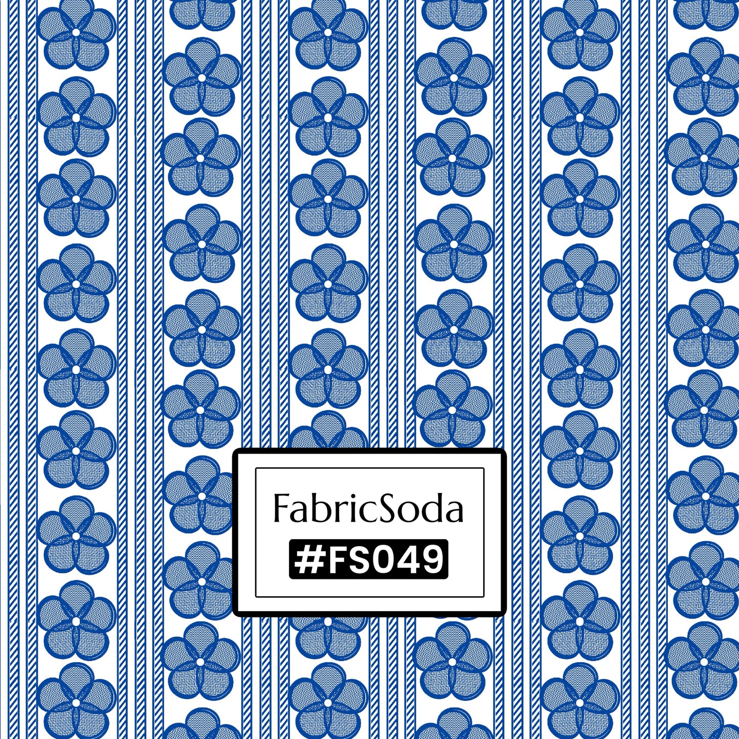 FS049 Blue Floral Stripe Cotton Printed Fabric