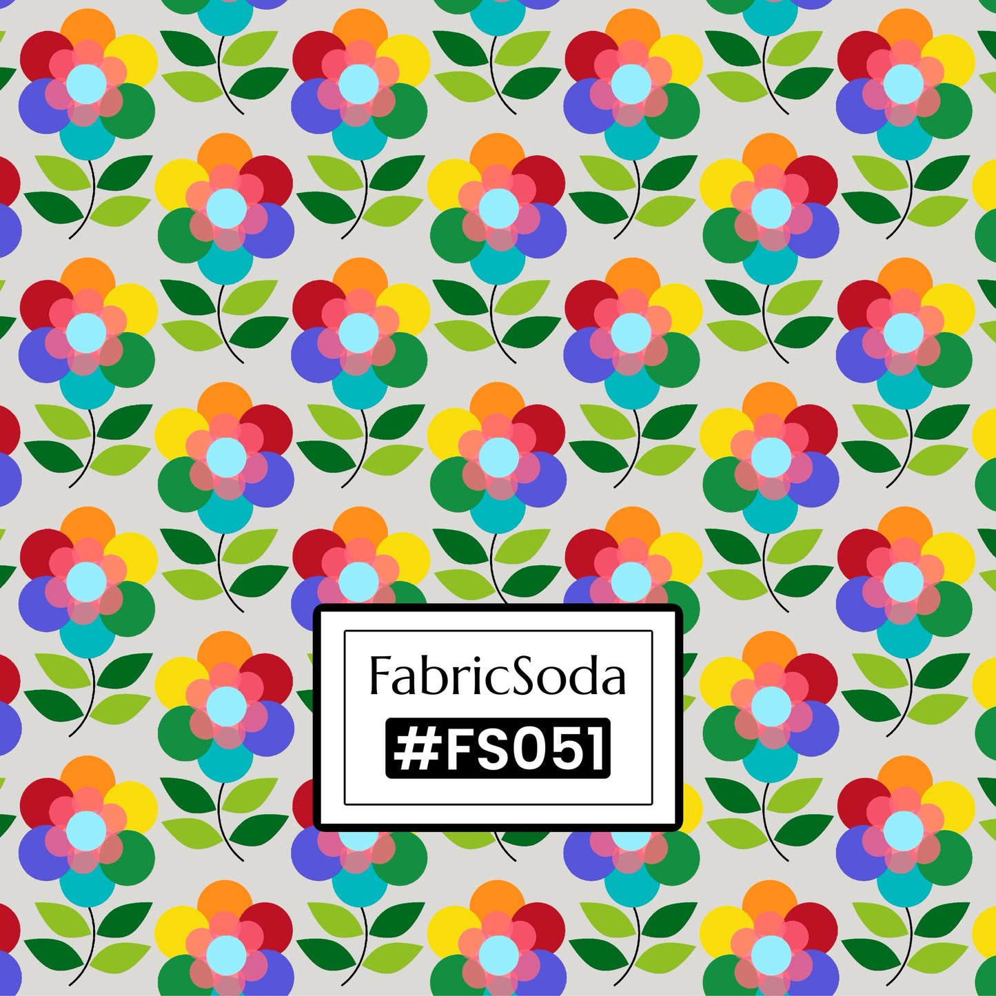 FS051 Rainbow Flower Cotton Printed Fabric