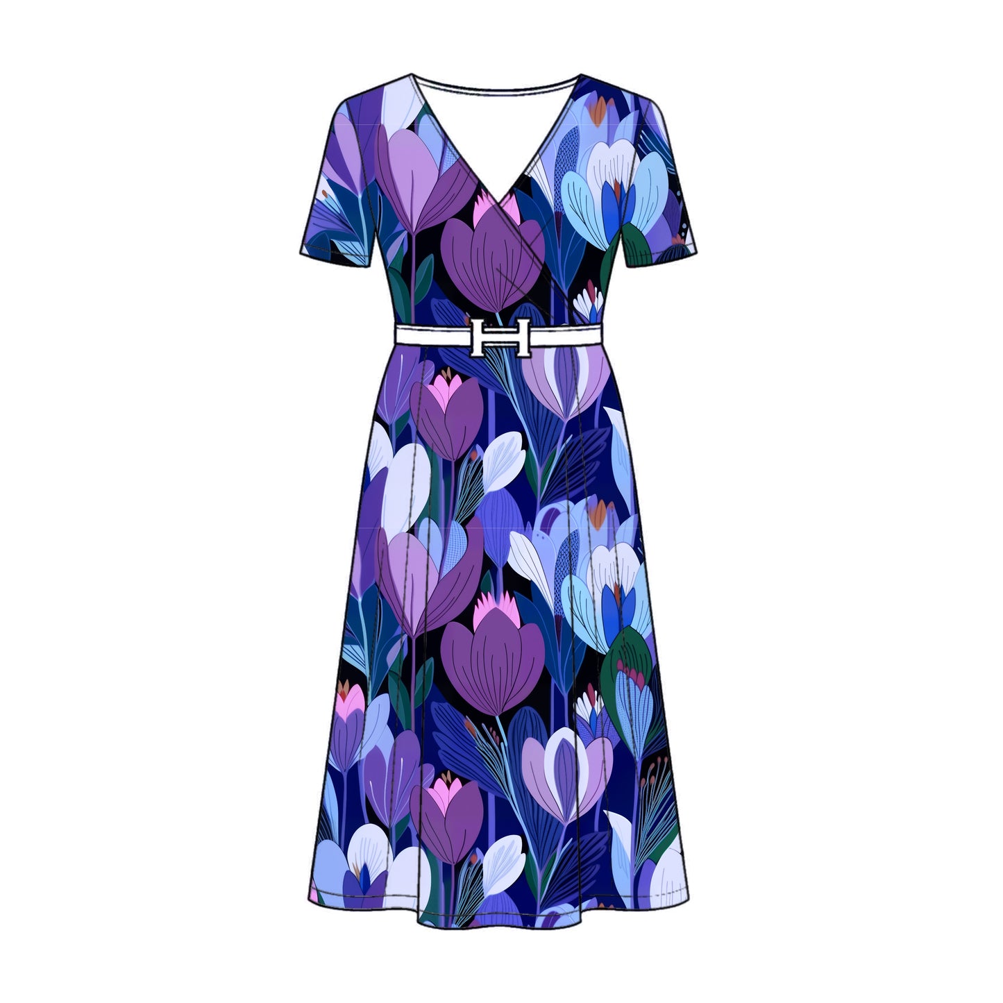 FS063 Purple Floral Cotton Printed Fabric